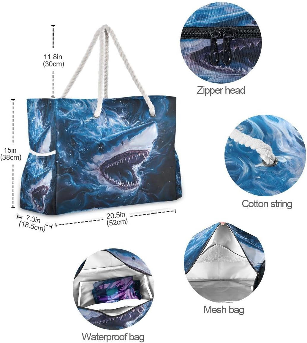 senya Large Beach Bags Totes Canvas Tote Shoulder Bag Soft Wave Water Resistant Bags for Gym Travel Daily Ocean