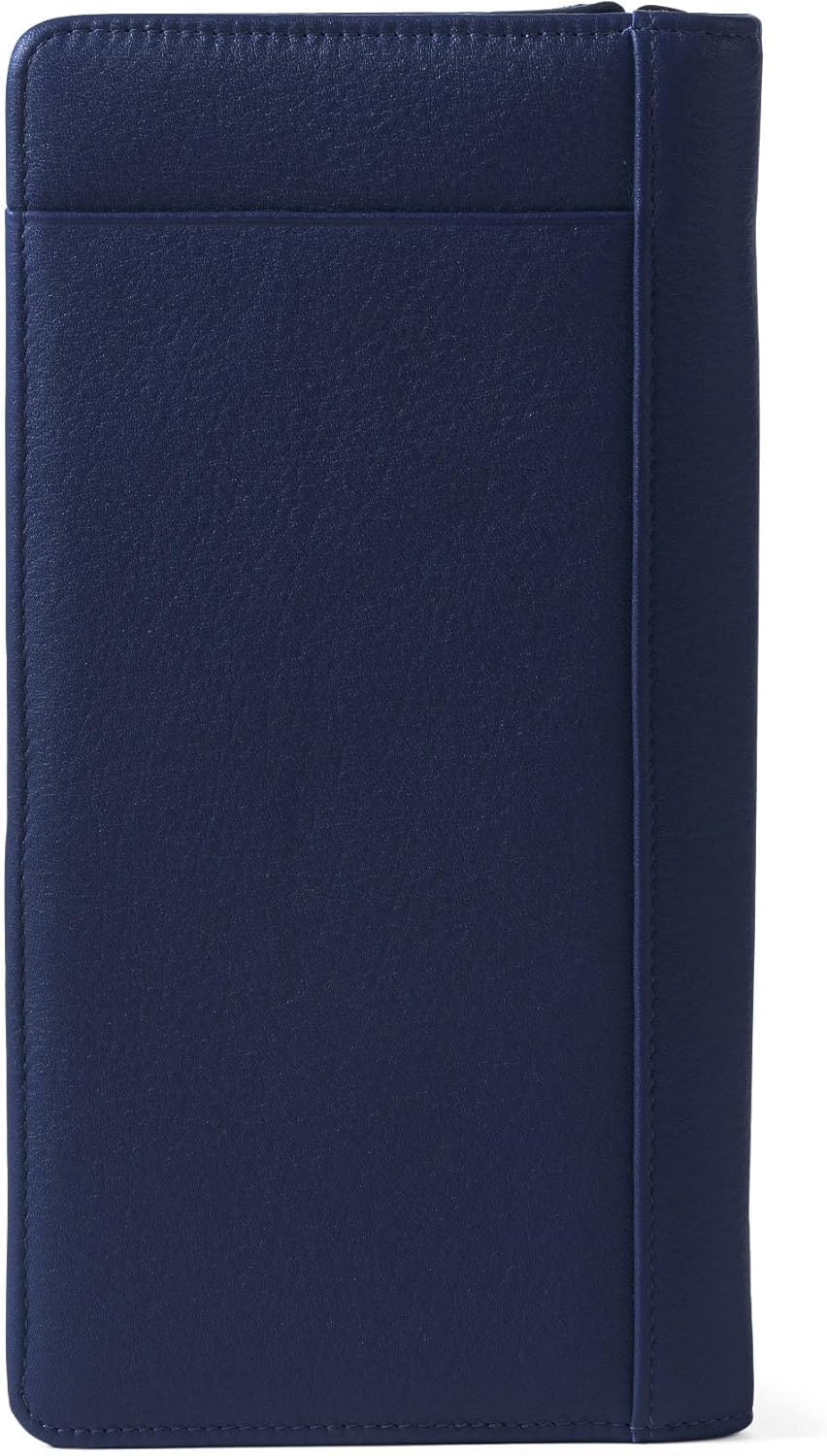Leatherology Navy Blue Travel Zip Organizer Wallet, Passport Holder, RFID Available, Full Grain Leather