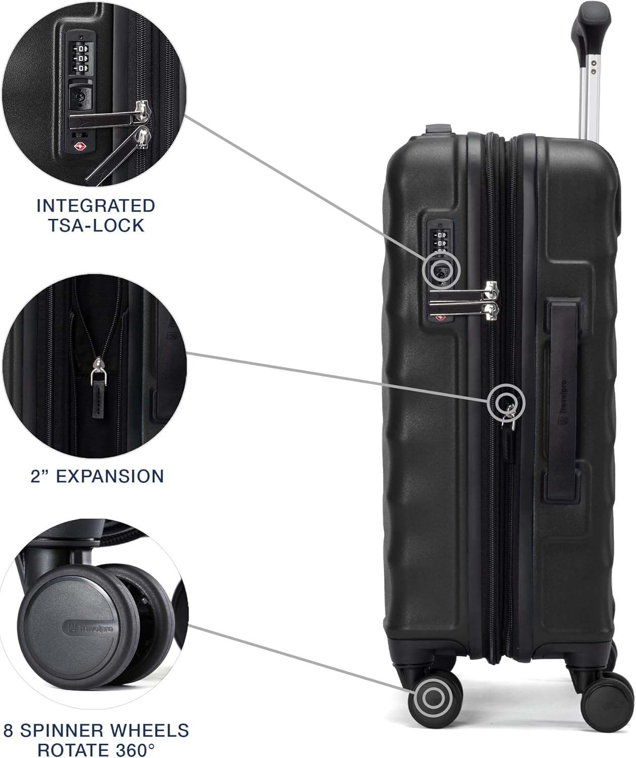 Travelpro Maxlite Air V2 Hardside Expandable Carry on Luggage, 8 Spinner Wheels, Lightweight Hard Shell Suitcase, TSA lock, Black, Compact Carry On 20-Inch