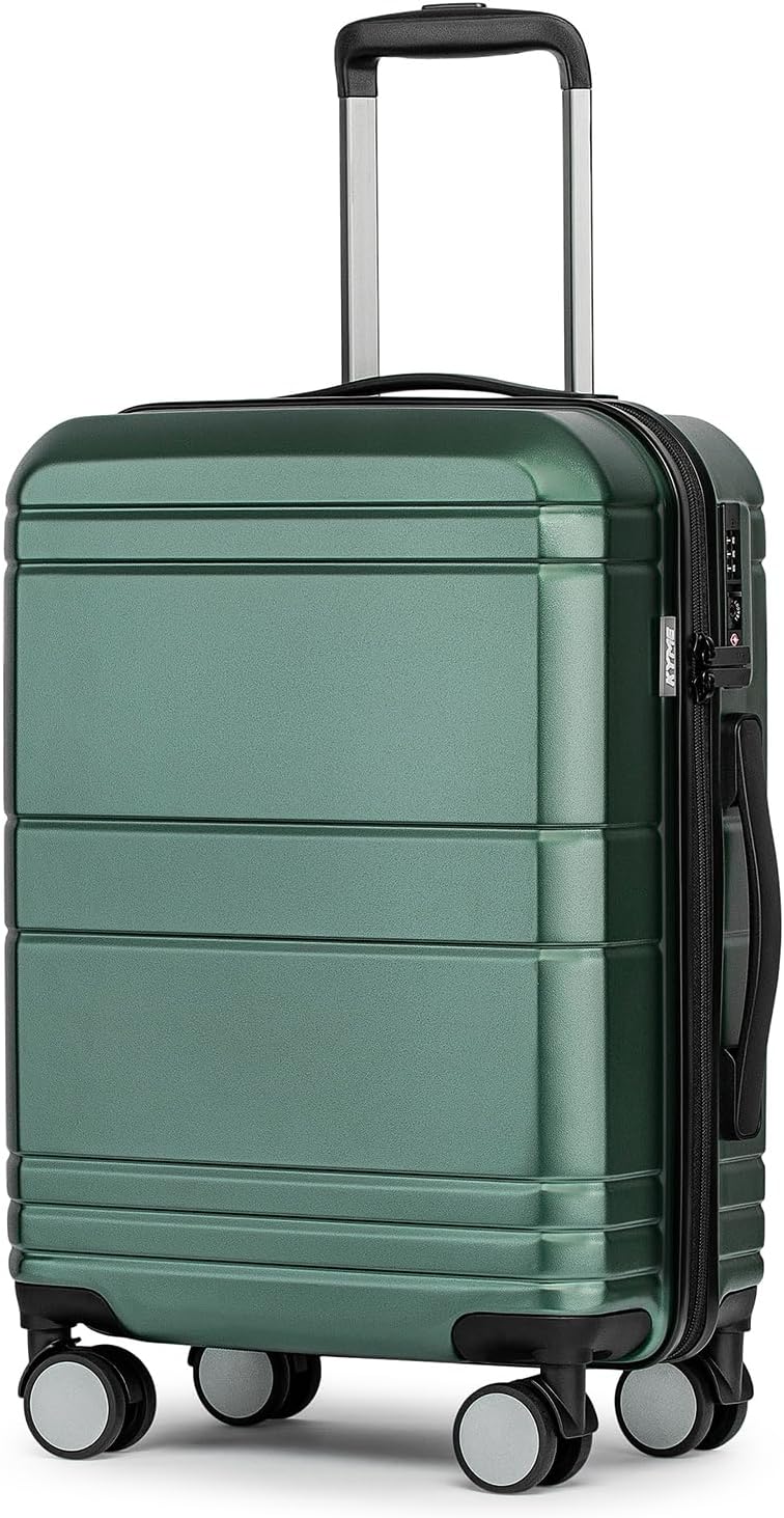 KYME Carry On Luggage 22x14x9 Airline Approved with TSA Lock Hard Shell Carry On Suitcase Lightweight Suitcases with Wheels Small Luggage for Men Women,Carry-On 20 Inch,Green