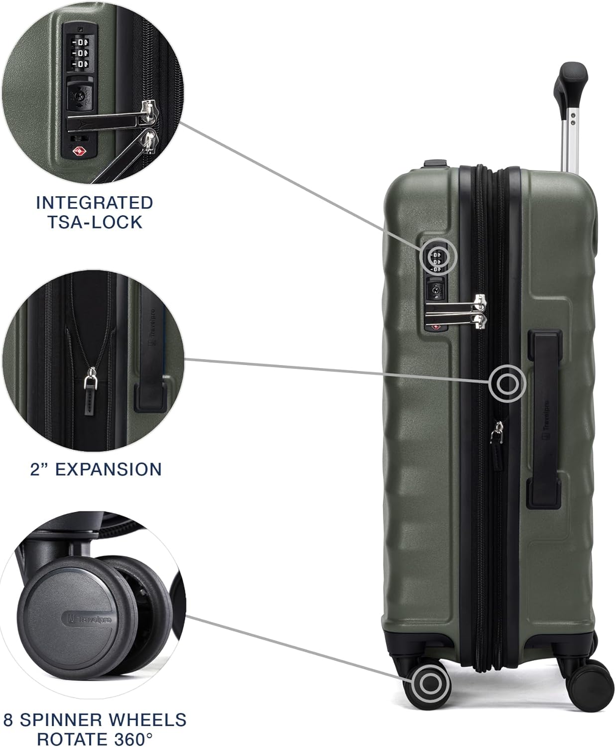 Travelpro Maxlite Air V2 Hardside Expandable Carry on Luggage, 8 Spinner Wheels, Lightweight Hard Shell Suitcase, TSA lock, Slate Green, Carry On 21-Inch