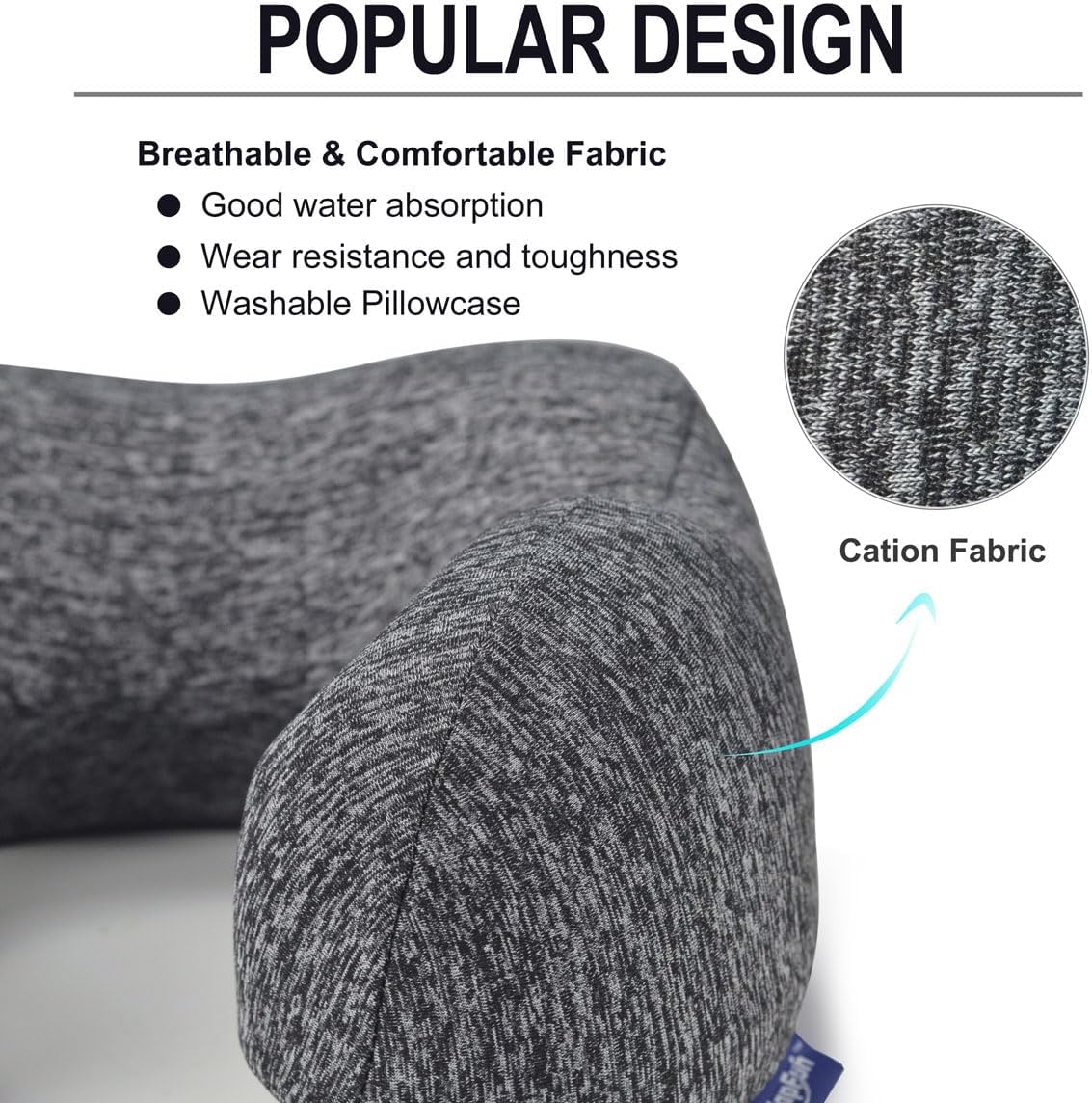 napfun Travel Pillow for Airplane, Premium Memory Foam Neck Pillow for Flight Headrest Sleep, Portable Plane Accessories, Deep Gray