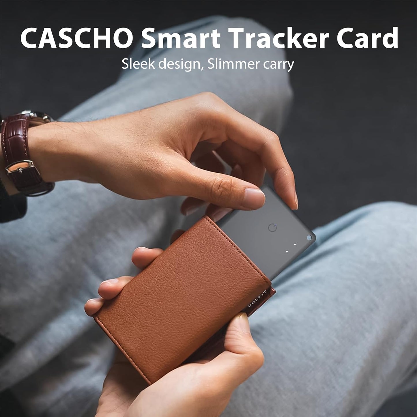CASCHO Smartcard - Wallet Tracker Card, Compatible with Apple Find My App, Waterproof and Splash-Proof, Keys Finder and Item Locator for Passport, Bags, Laptop, Black 1 Pack