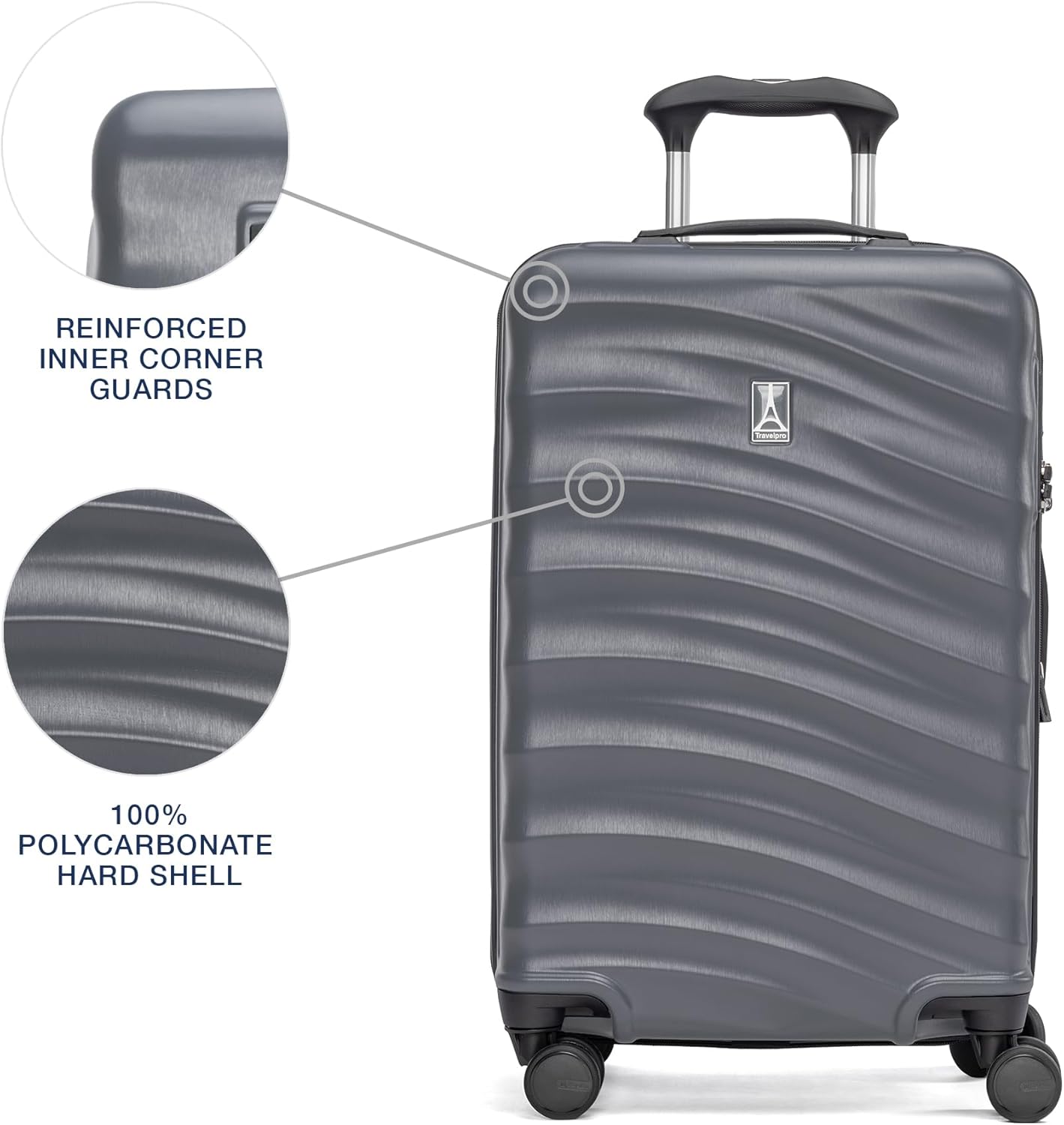 Travelpro Maxlite Air V2 Hardside Expandable Carry on Luggage, 8 Spinner Wheels, Lightweight Hard Shell Suitcase, TSA lock, Shadow Grey, Carry On 21-Inch