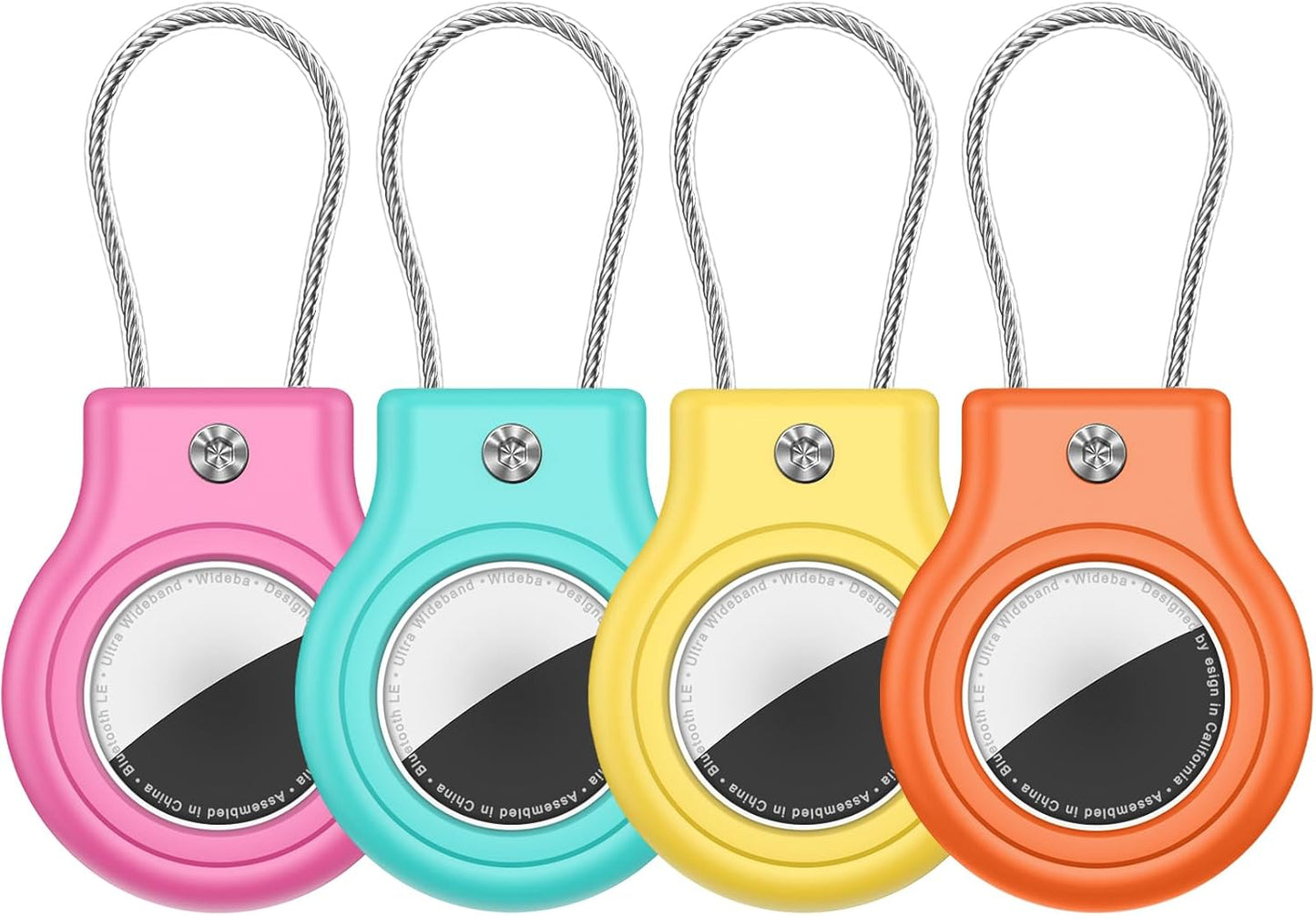 Waterproof Airtag Holder,4 Pack Airtag Case with Secure Lock,Airtags Keychain for Apple Air tag,Anti-Lost Protective Case Air tags Accessories for GPS Tracker Luggage,Key,Pet-Orange/Yellow/Green/Pink
