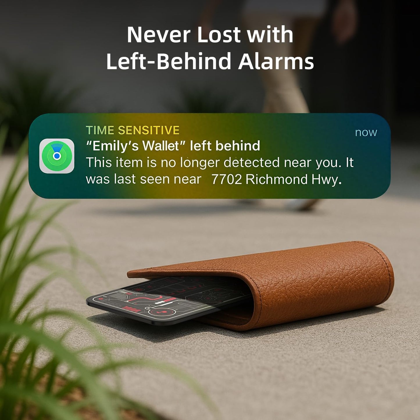 MFish Wallet Tracker Card, GPS Bluetooth Tracker, Air-Tag Works with Apple Find My (iOS Only), Solar-Powered Smart Card Wallet Finder, Item Locator for Backpack, Luggage Tags, Passports, Keys