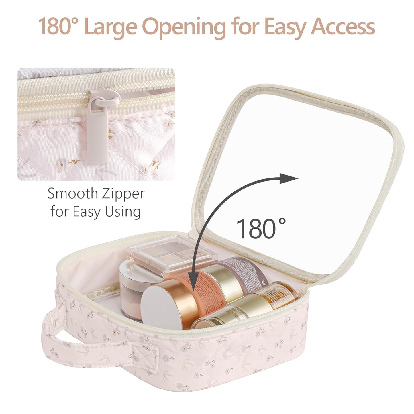 PACKISM Clear Makeup Bag - 2 Pack TSA Approved Toiletry Bag with Handle and 180° Large Opening, Sturdy Clear Toiletry Bag Fit Carry-on Travel Essential, Travel Bags for Toiletries, Pink Ditsy Floral