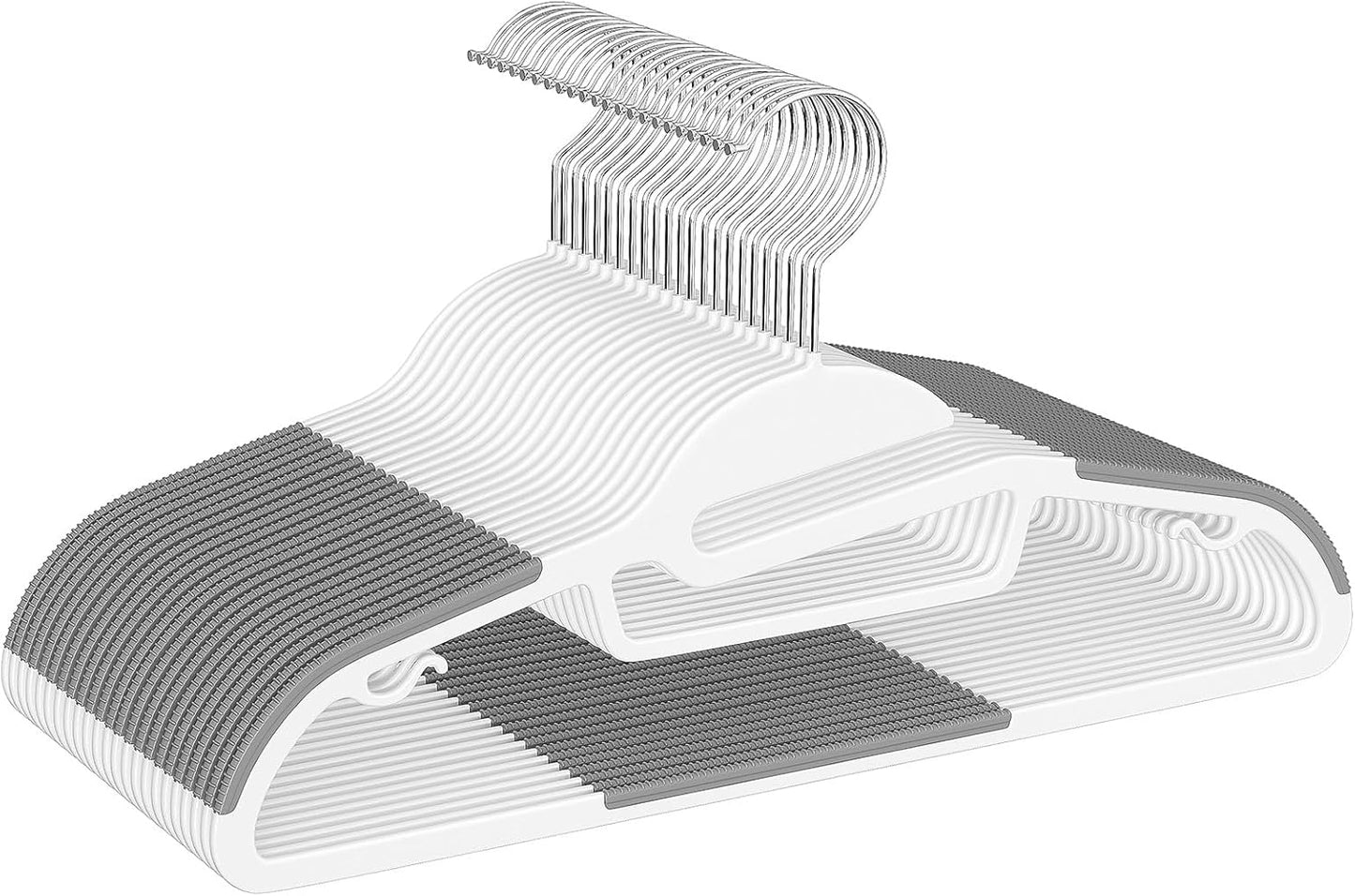 BAGAIL Plastic Hangers 50 Pack with Non-Slip Design,0.2 Inches Thick, 360°Swivel Hook Space Saving Organizer for Bedroom Closet,Shirts,Pants(White- S Shaped)