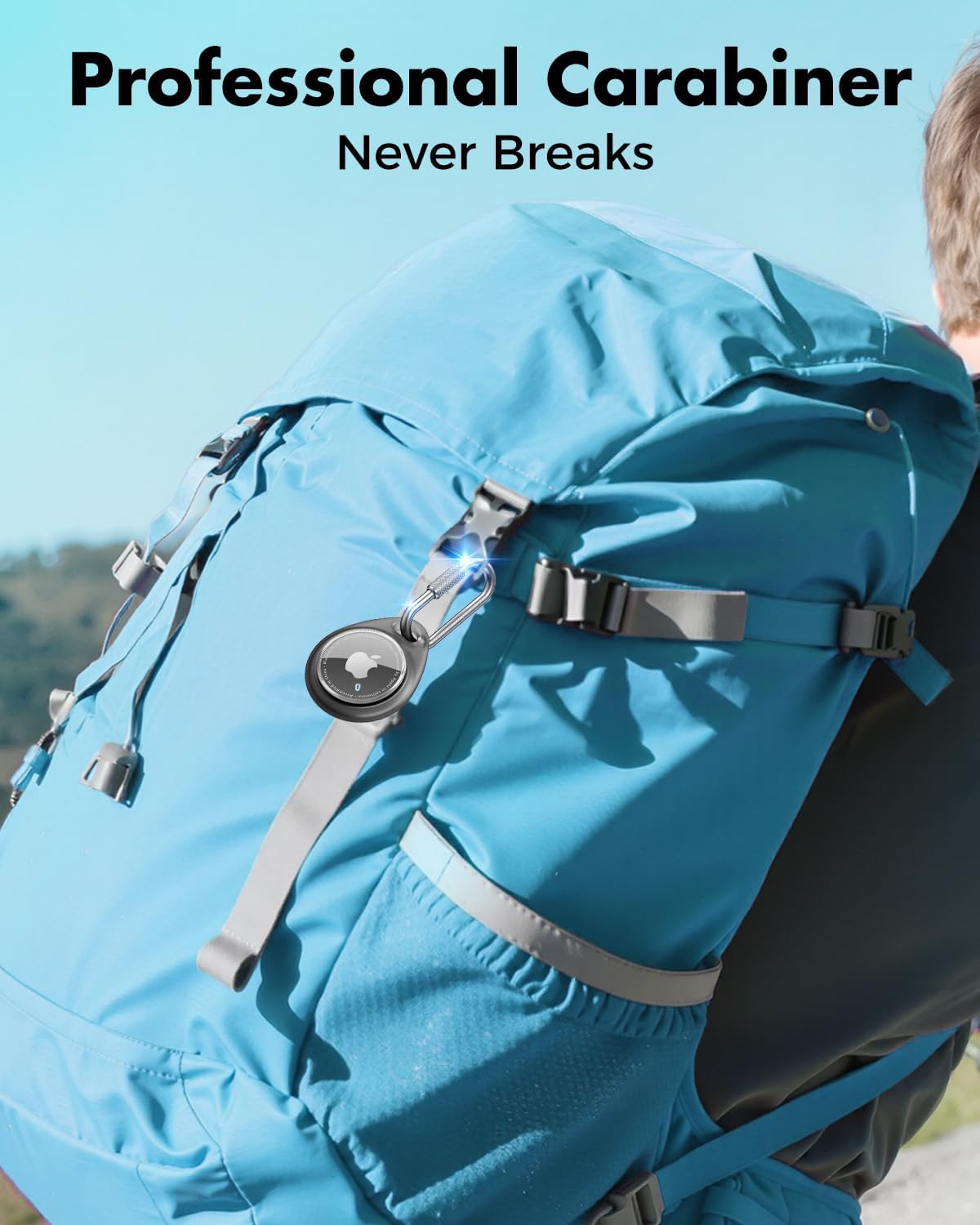 UNBREAKcable AirTag Holder for Apple - 4 Pack Air Tag Case [Professional Carabiner] [Waterproof] [Shockproof] TPU AirTag Keychain for Kids, Pets, Keys, Luggage, Backpacks