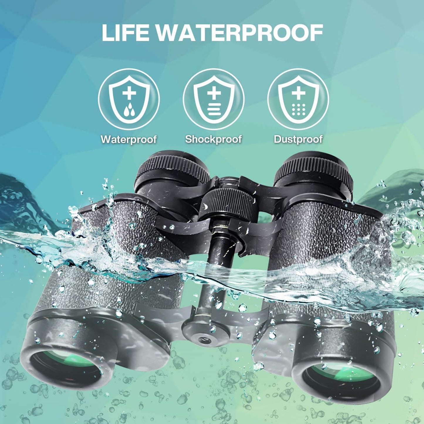 10x25 High Powered Binoculars for Adults, Waterproof Compact Binoculars with Low Light Vision for Bird Watching Hunting Football Games Travel Stargazing Cruise with Carrying Bag