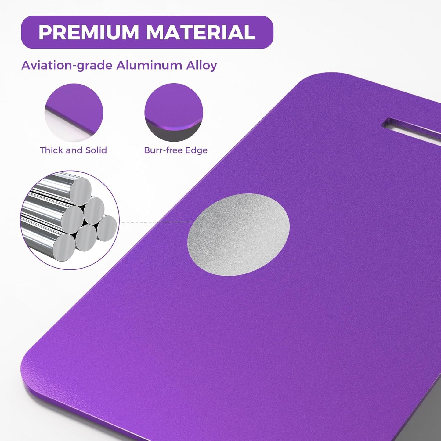 Personalized Luggage Tags, Custom Luggage Tags 4 Pack TSA Approved Double Sided Laser Engraving, Metal Luggage Tag for Suitcases with Stainless Loops, Name Tag for Bags, Backpacks (Purple)