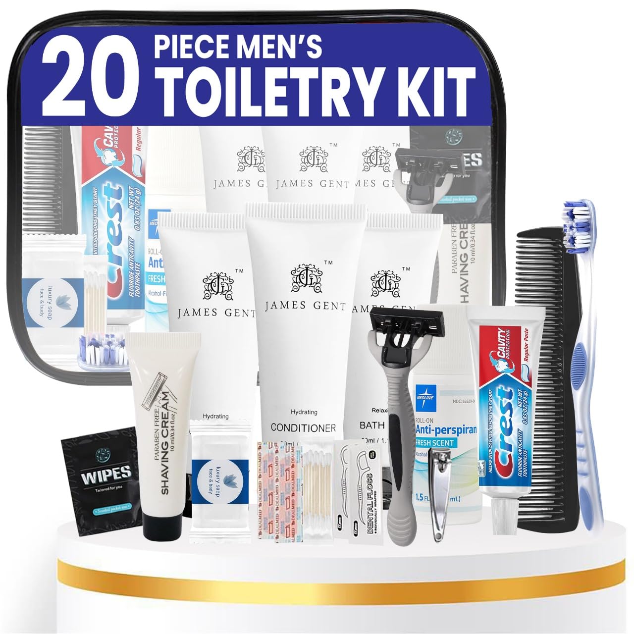Trektote Travel Toiletry Kit For Men And Women – 20 Piece Set of Travel Size Toiletries, TSA Compliant, Includes Shampoo And Conditioner, Body Wash, Toiletry Bag & More