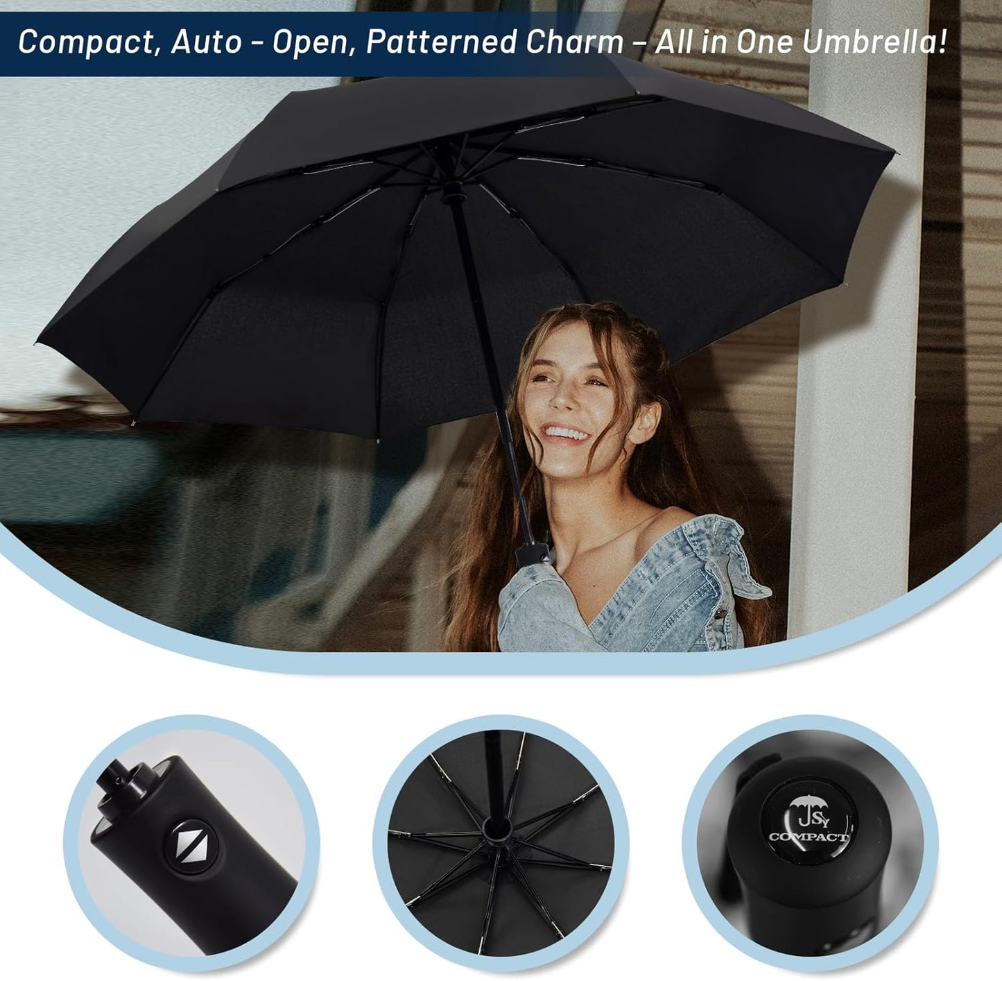 SY COMPACT Travel Umbrella Windproof Automatic Umbrellas Small Compact UV Sun Protection Factory Outlet Umbrella