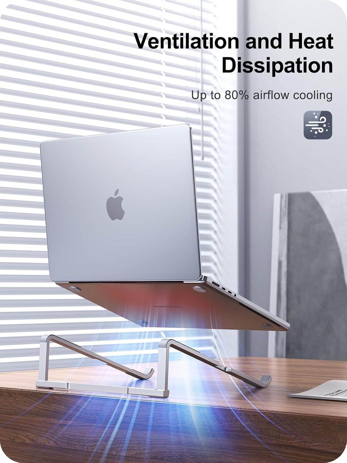 Laptop Stand for Desk, Aluminum Computer Stand for Laptop, Foldable Laptop Riser, Portable Laptop Stand, Compatible for MacBook Pro/Air, Dell, HP, Lenovo, 11'' -15.6'' (Silver)