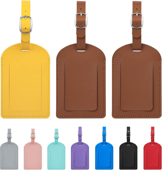 Luggage Tags for Suitcase Travel Bag Labels Privacy Protection Luggage Tag for Baggage PVC Baggage ID Label Tags Yellow+2 Pack Brown
