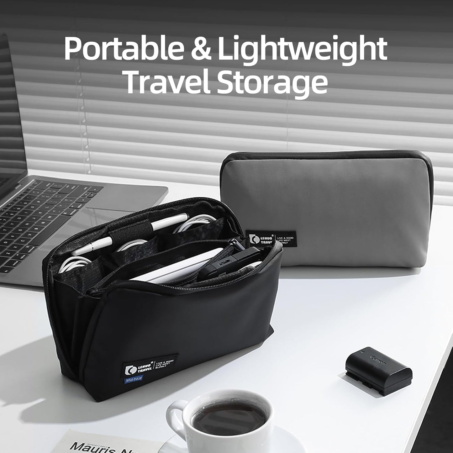 RIGHT AWAY Travel Tech Pouch，Waterproof Cord Case，Electronics Organizer Travel Case，Cable Organizer Storage Bag For Phone, Charger, Accessories(GRAY)