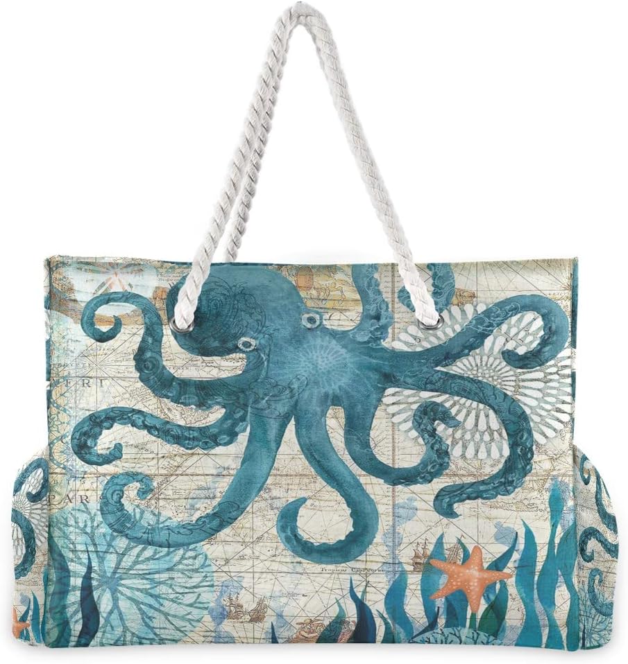 senya Large Beach Bags Totes Canvas Tote Shoulder Bag Soft Wave Water Resistant Bags for Gym Travel Daily Ocean