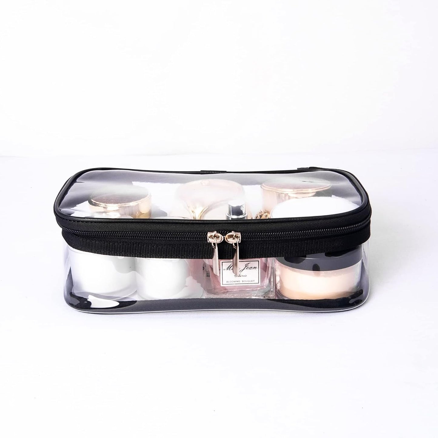 Portable Zippered Transparent Vinyl Travel Cosmetic Bag Clear PVC Makeup Kits Organizer Utility Pouch See Through Plastic TSA Approved Toiletry Carry Pouch