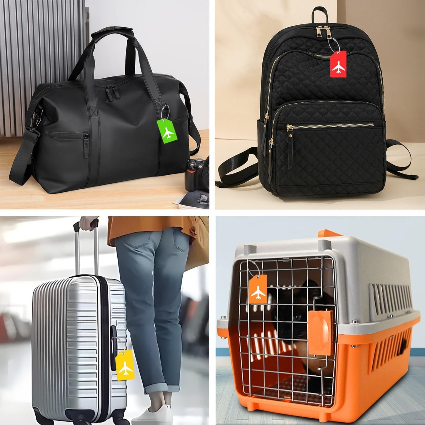 10 Pack Silicone Luggage Tag for Suitcases with Stainless Loop, Privacy Protection Travel Bag Tags Perfect to Quickly Spot Baggage Handbag (Multicolour)