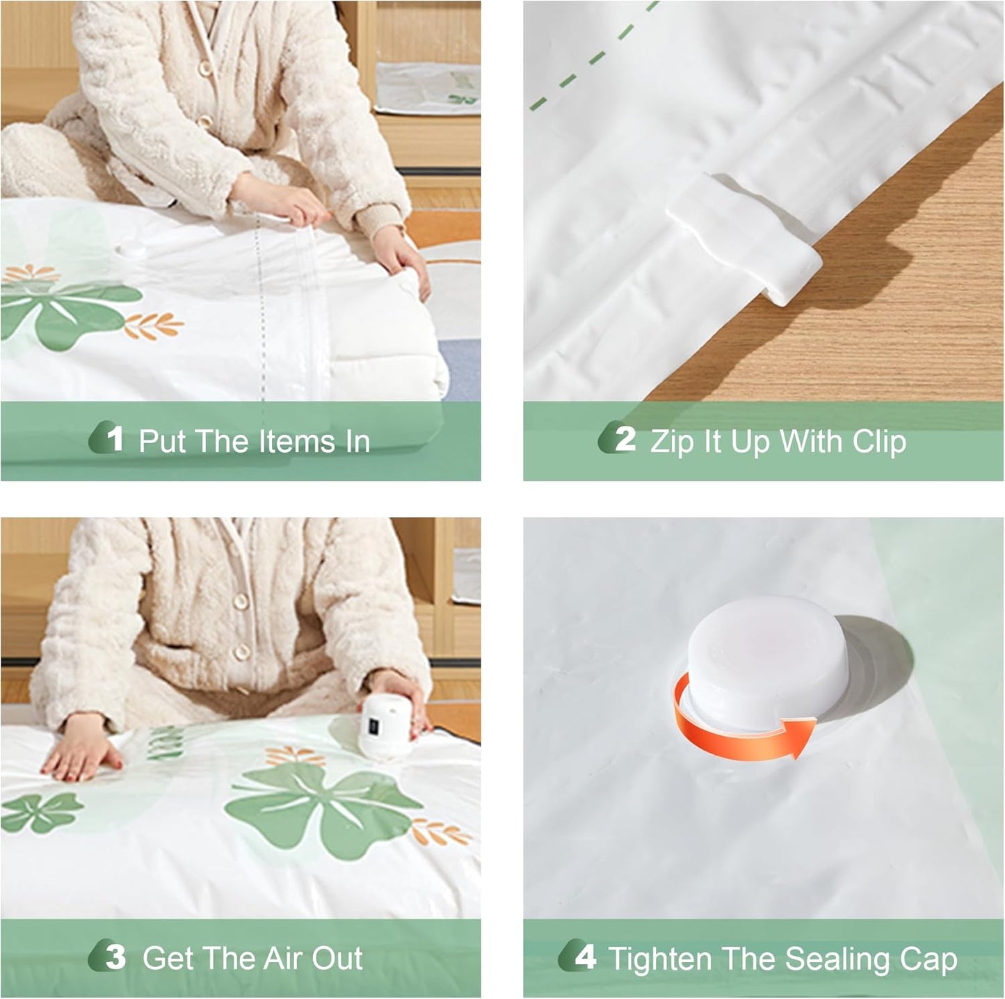 20 Pack Vacuum Storage Bags for Clothing Travel with Electric Pump, 4 Sizes Jumbo/Large/Medium/Small Space Saver Bags Vacuum Sealed for Luggage Blankets, Vacuum Seal Bags for Bedding Comforters