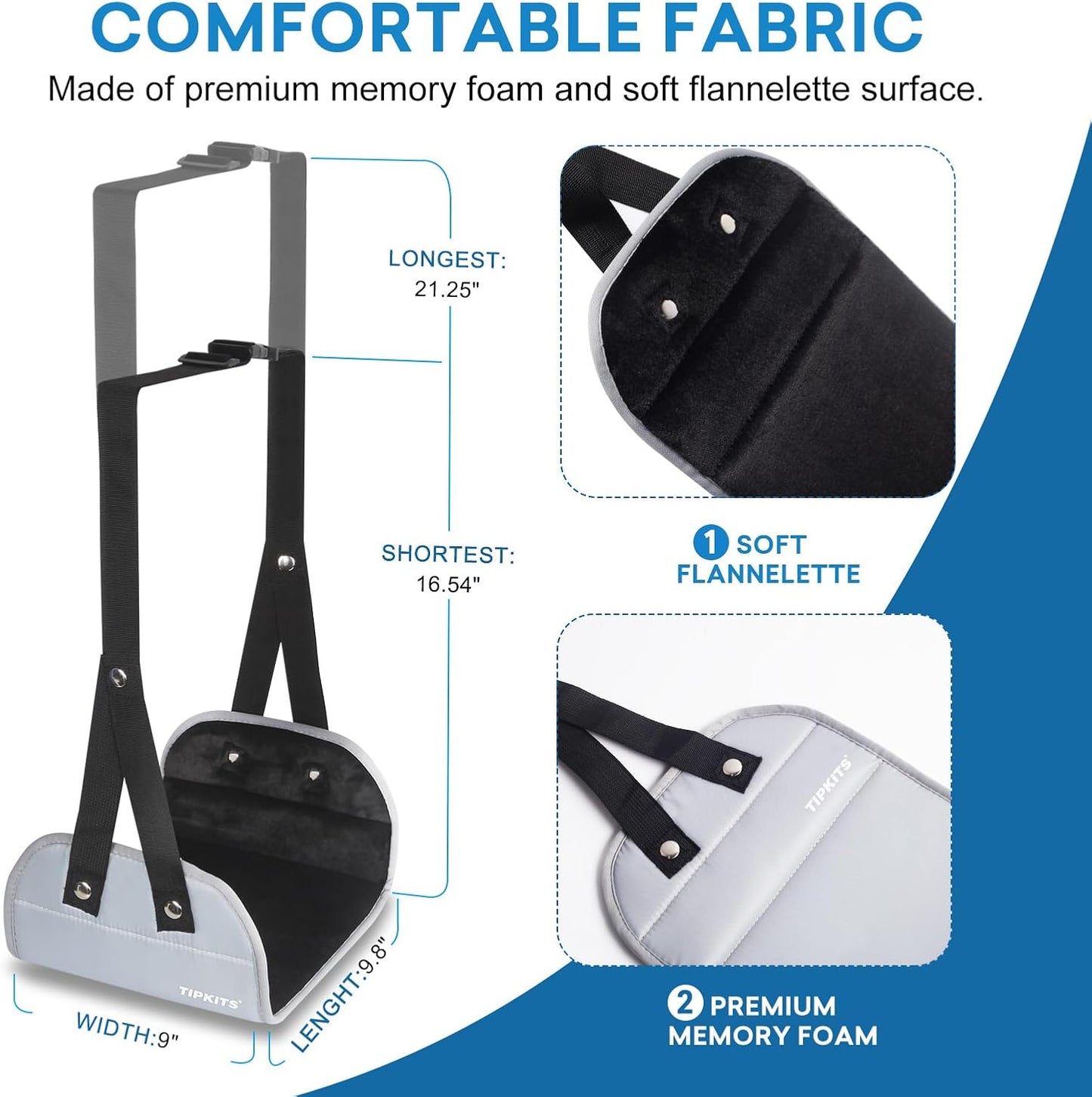 2 Pack Airplane Footrest with Comfortable No Clashing Base, Portable Foot Rest Made with Premium Memory Foam, Airplane Travel Accessories to Reduce Swelling and Soreness, Gifts for Travelers