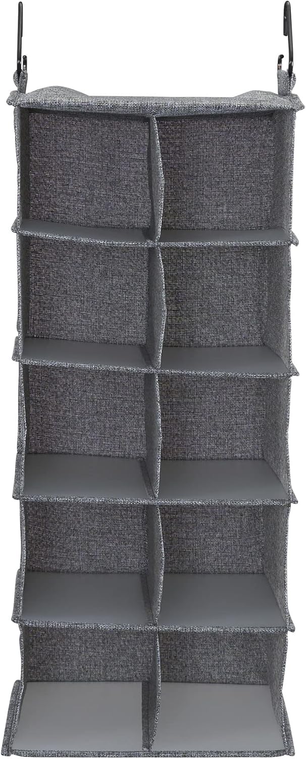 Household Essentials 10 Pocket Hanging Shoe Closet Organizer with Hooks