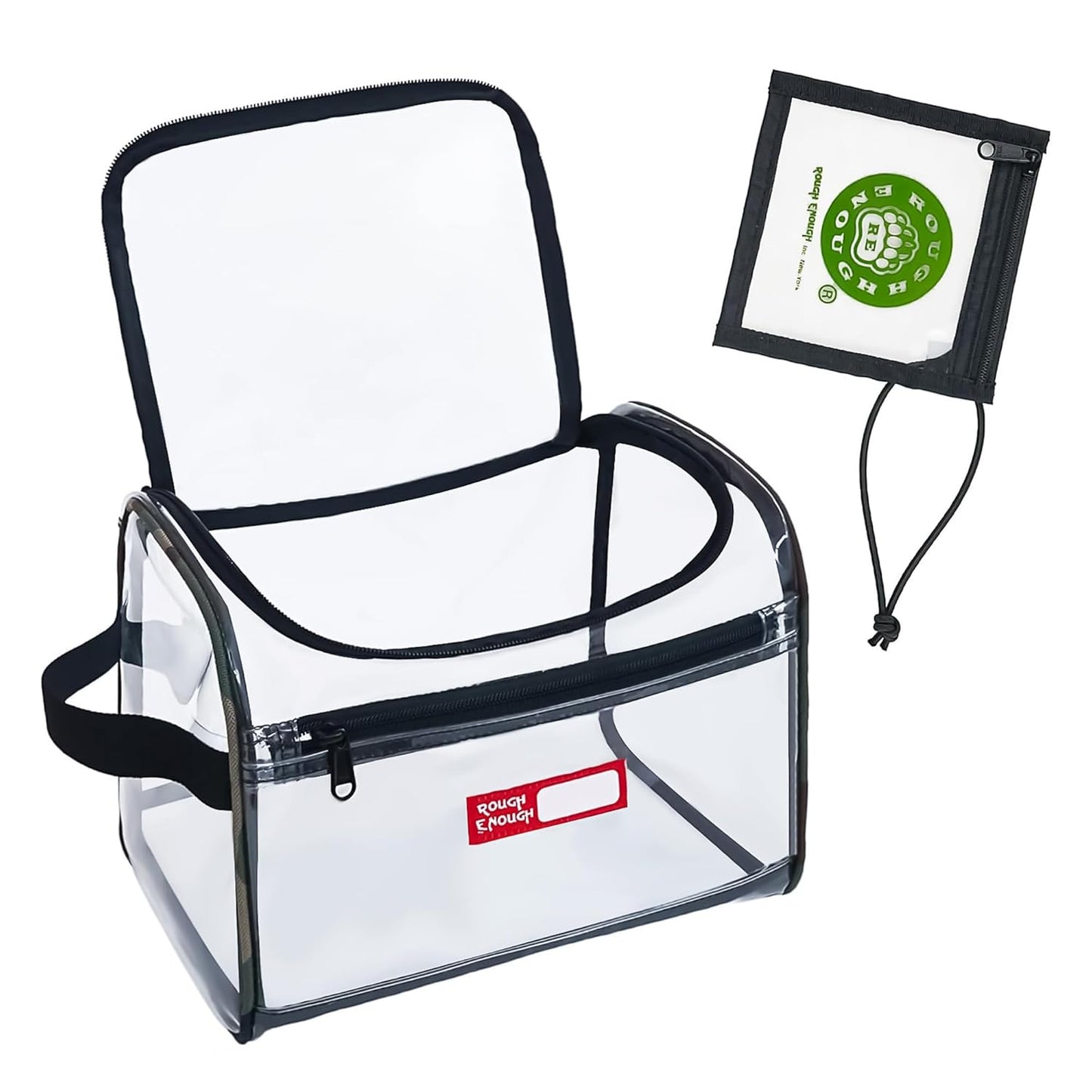 Rough Enough Clear Makeup Toiletry Bag Cosmetic Organizer Large Medicine Pouch with Zipper for Women Travel Accessories Essentials Pouch Toiletries Airport