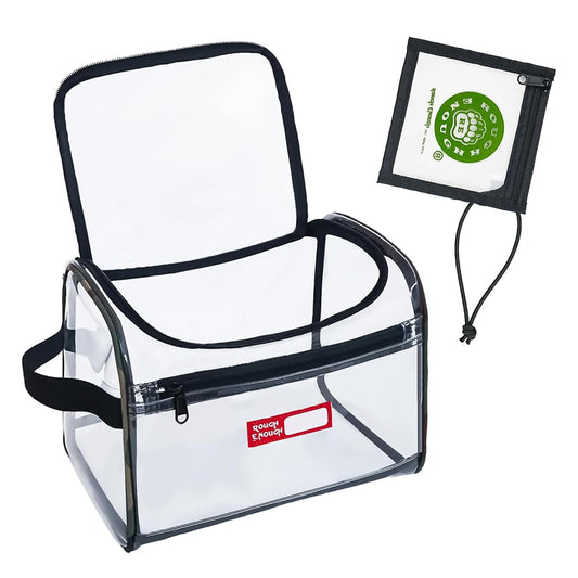 Rough Enough Clear Makeup Toiletry Bag Cosmetic Organizer Large Medicine Pouch with Zipper for Women Travel Accessories Essentials Pouch Toiletries Airport