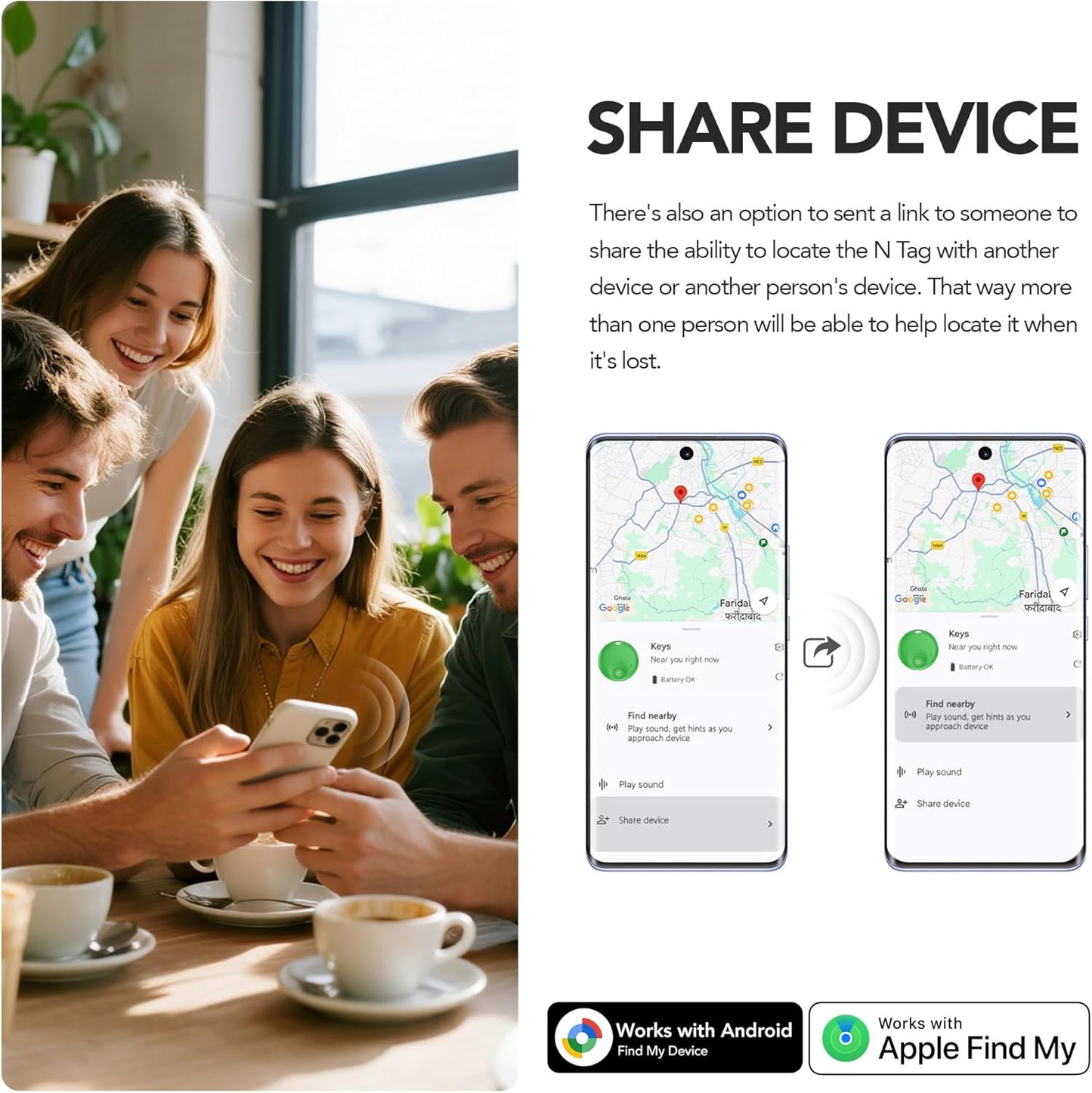 FindTag Duo - Dual System Tracker for iOS or Android, Bluetooth Tracking Tag/Key Finder/Luggage Tracker/Item Locator, Compatible with iOS Find My or Google Find Hub App (Green)