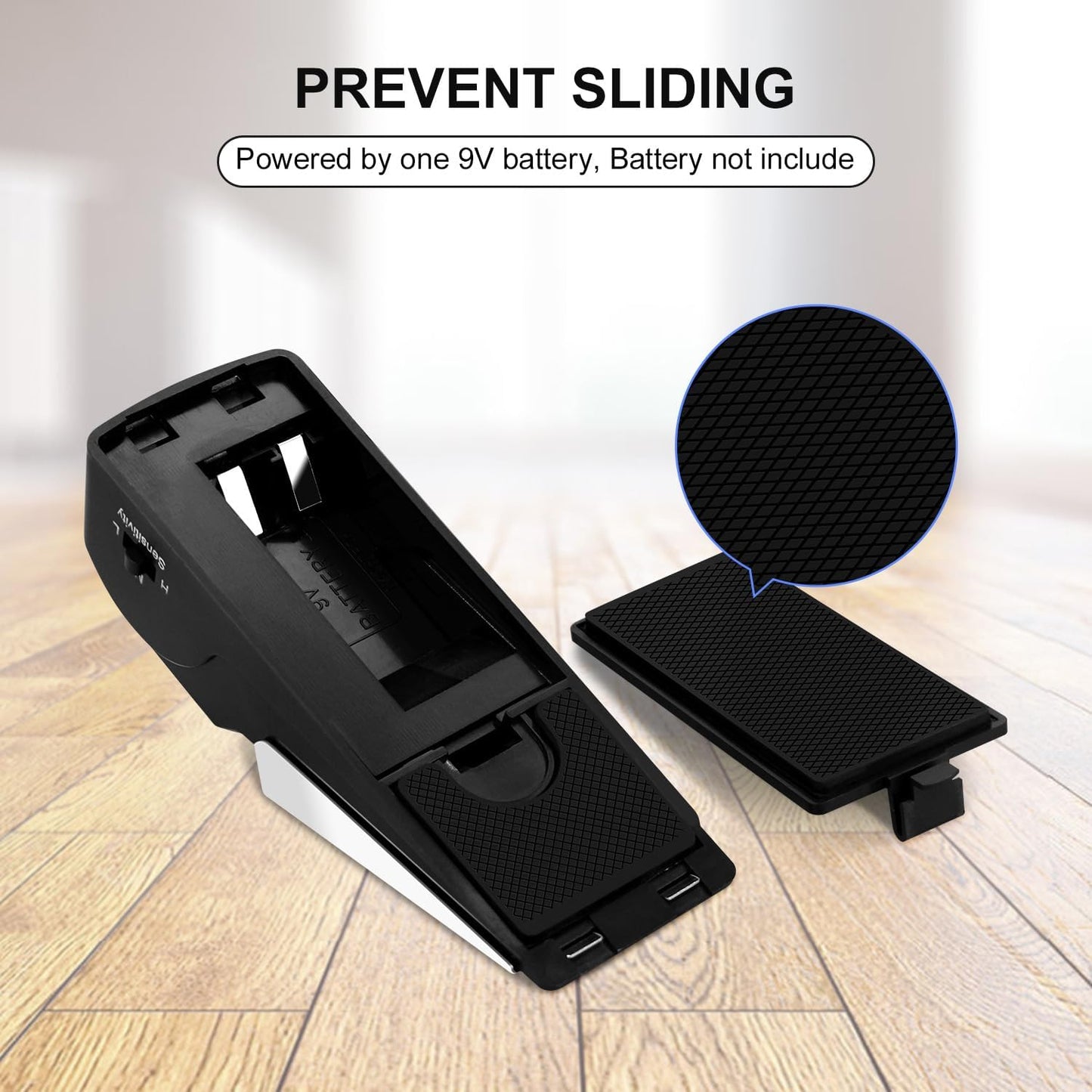 2 Pack Door Stop Alarm, Door Stopper with 120DB Security Alarm, Floor Wedge Door Stop Siren, Door Security Devices for Traveling, Apartment, Hotel and Home, Black