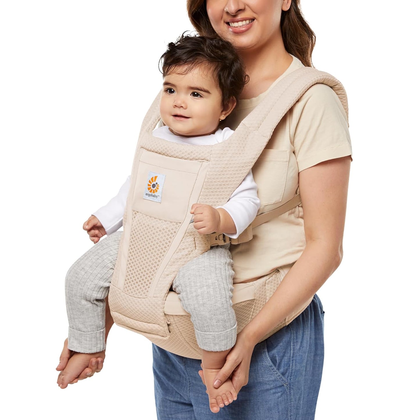 Ergobaby Alta Hip Seat All-Position Breathable Mesh Hip Seat & Carrier, Natural Beige