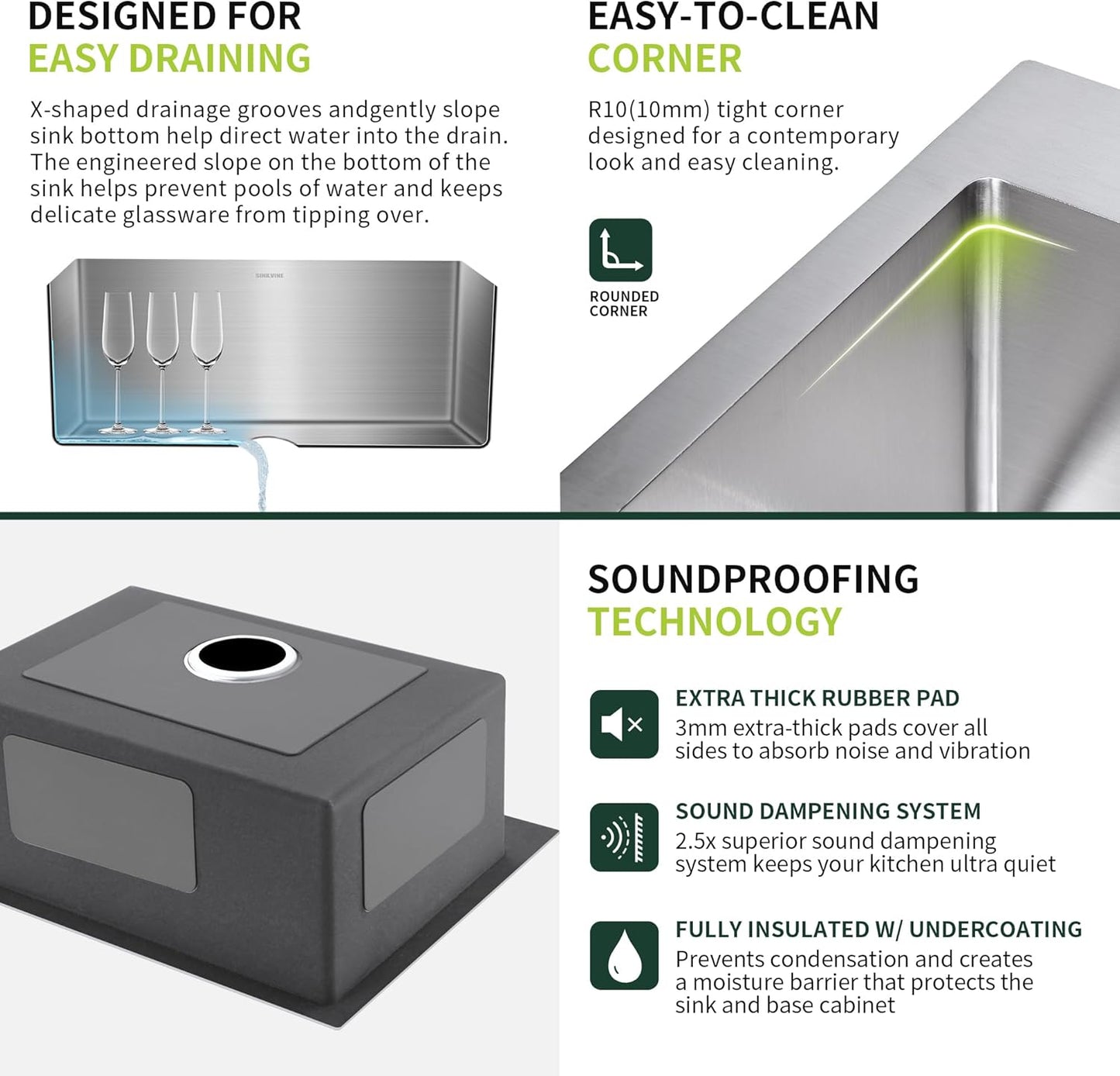 25-Inch Drop-In Kitchen Sink, SINKVINE 25" x 22" Stainless Steel Indoor and Outdoor Sink, Top Mount Large Deep Single Bowl Sink for Laundry Room, with Drain Strainer, Bottom Grid, Roll-up Drying Unit