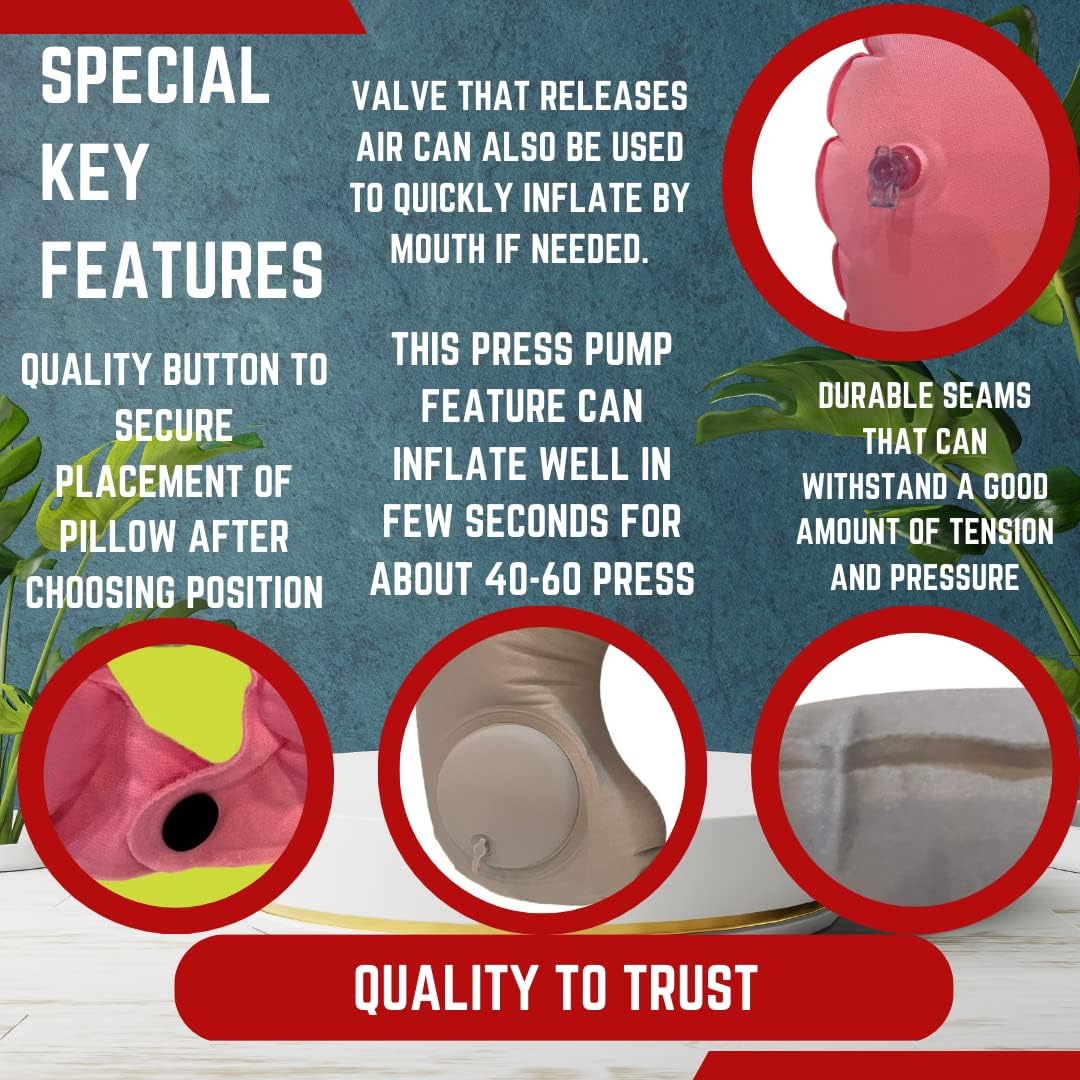 Airplane Pillow - Inflatable Travel Pillow - Airplane Essentials - Travel Neck Pillow - Inflatable Neck Pillow for Traveling - Neck Pillows for Travel - Blow Up Airplane Pillow - Milk Silk TPU