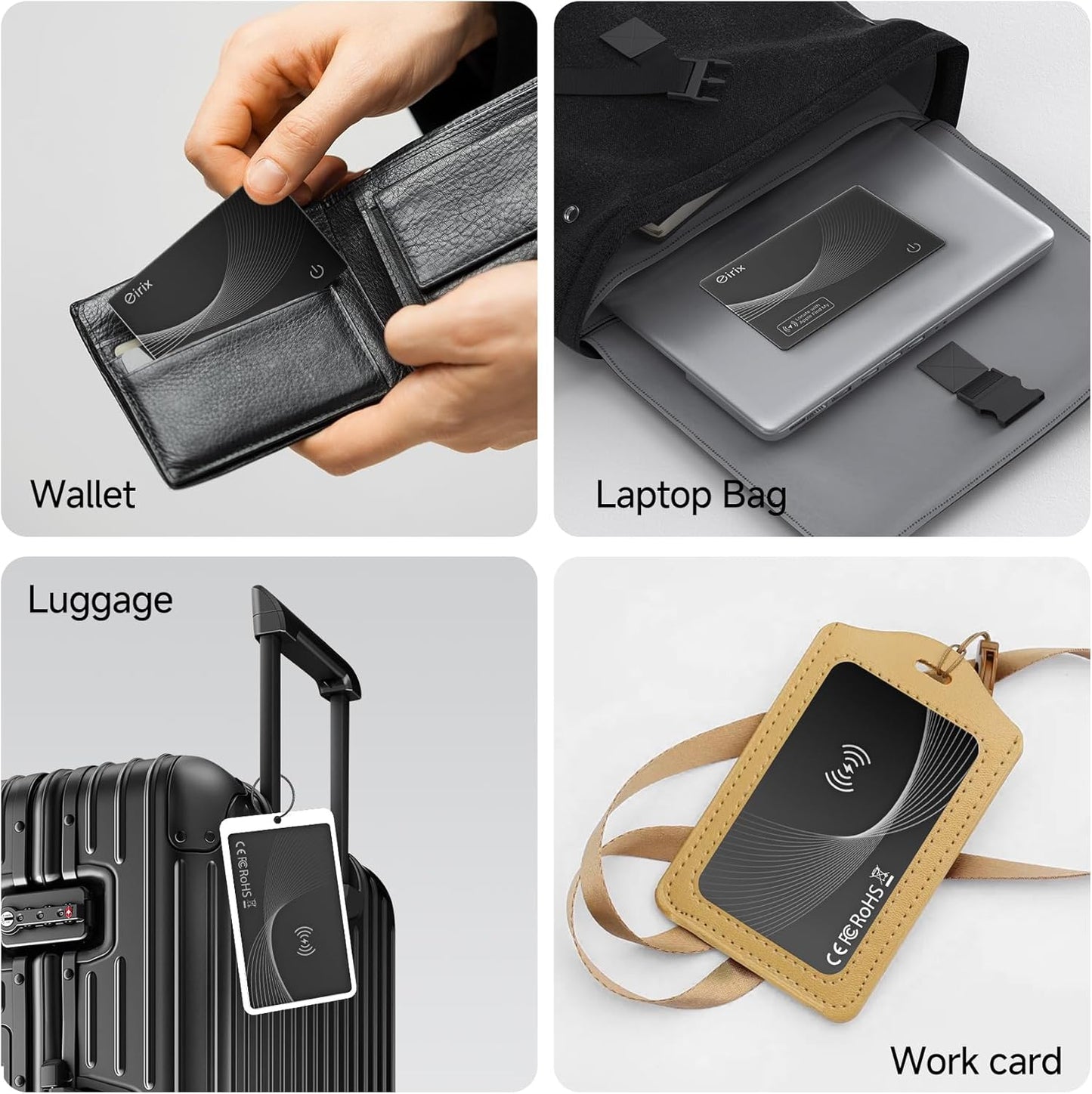 2025[Apple MFi Certified] Air Smart Tags Wallet Tracker Card Work with Apple Find My (iOS Only), Rechargeable Tag GPS Tracker Item Locator Thin Finder for Wallet, Keys, Luggage, Bags (Black 1 Pack)