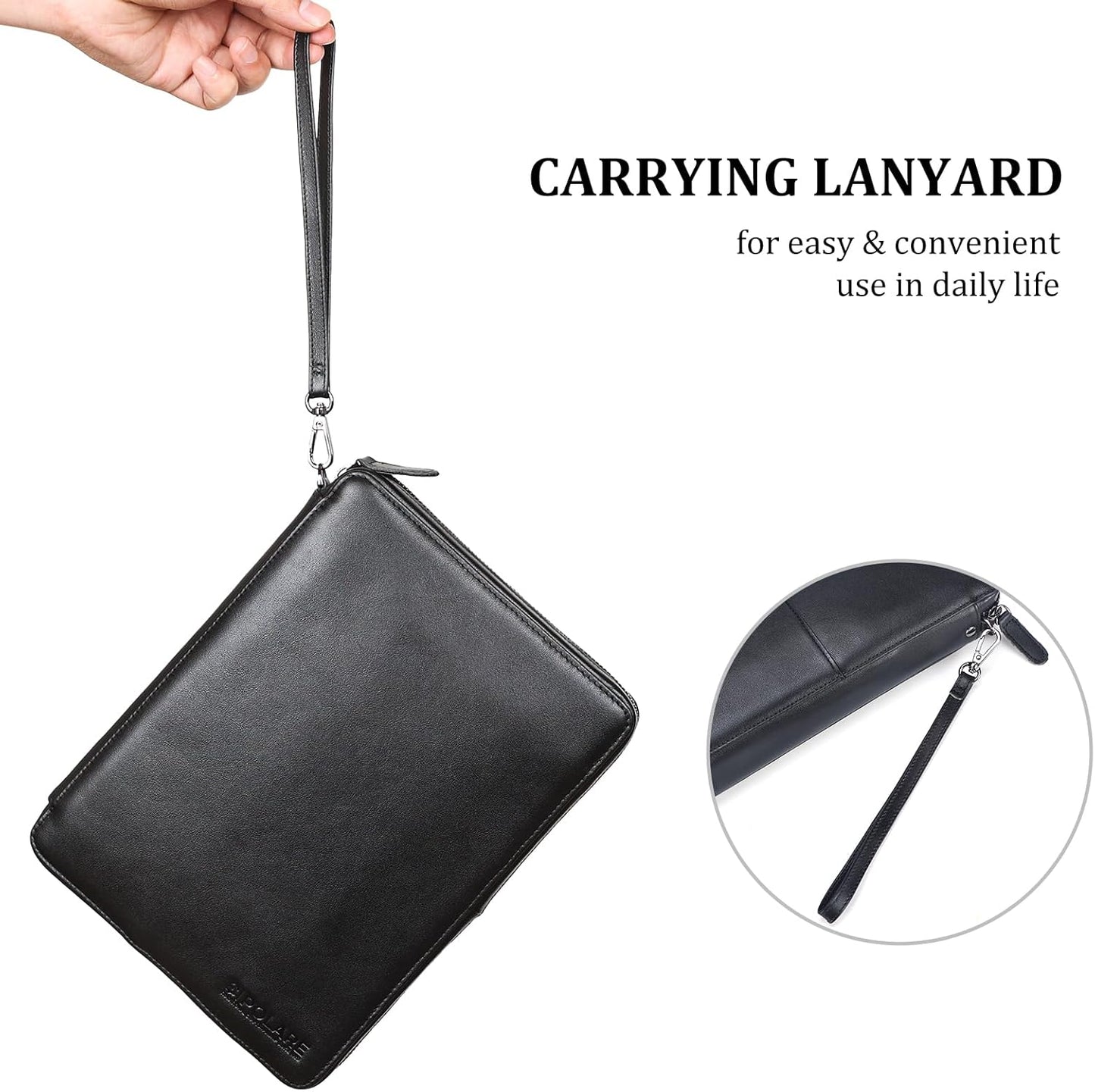 Polare Full Grain Leather Travel Cable Organizer Case Electronics Accessories Carry Bag with YKK Zippers Tech Storage Bag for Cables, Power Bank, USB, SD Card, Travel Essentials