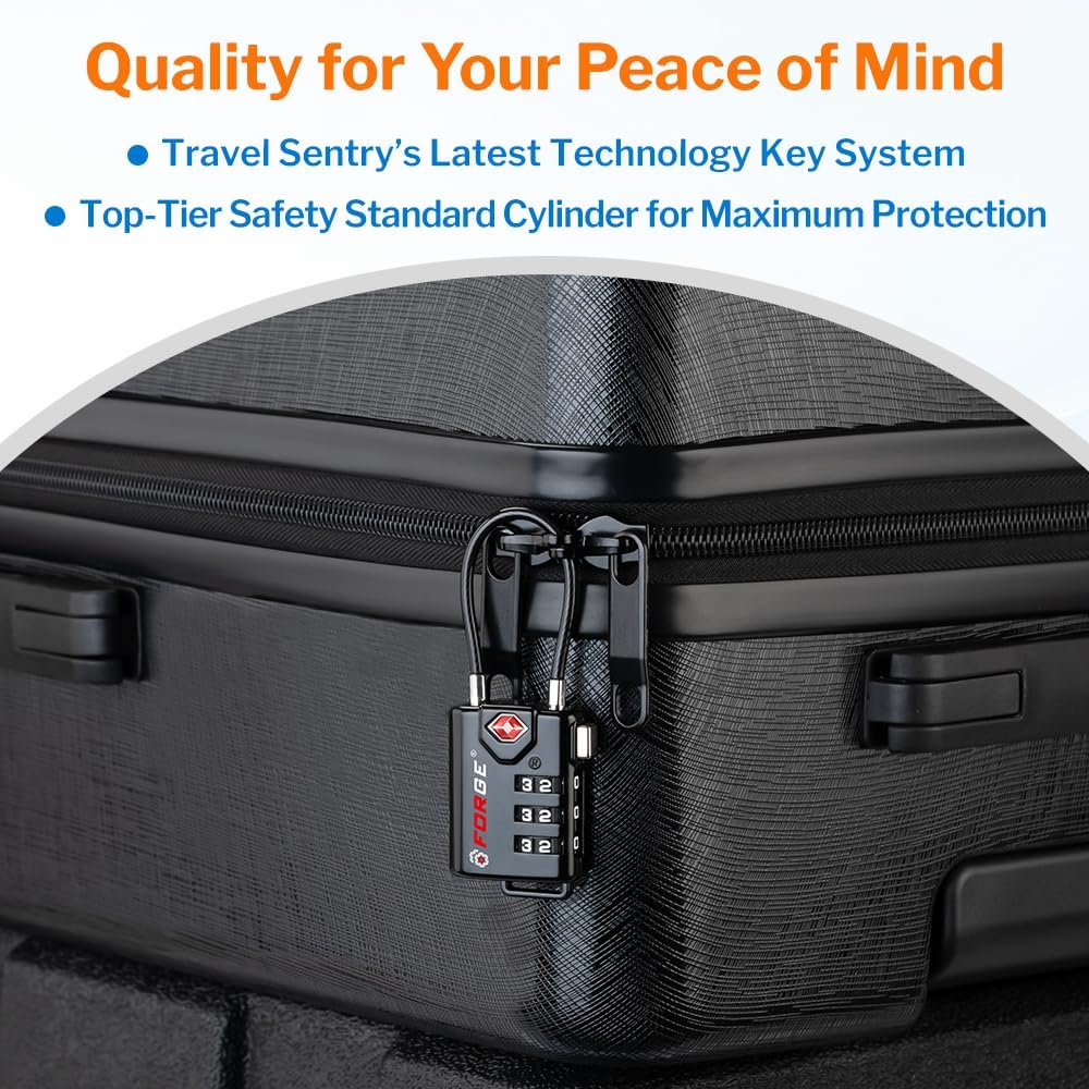 TSA Approved Cable Luggage Locks, 6 Pack, Easy Read Dials with Alloy Body