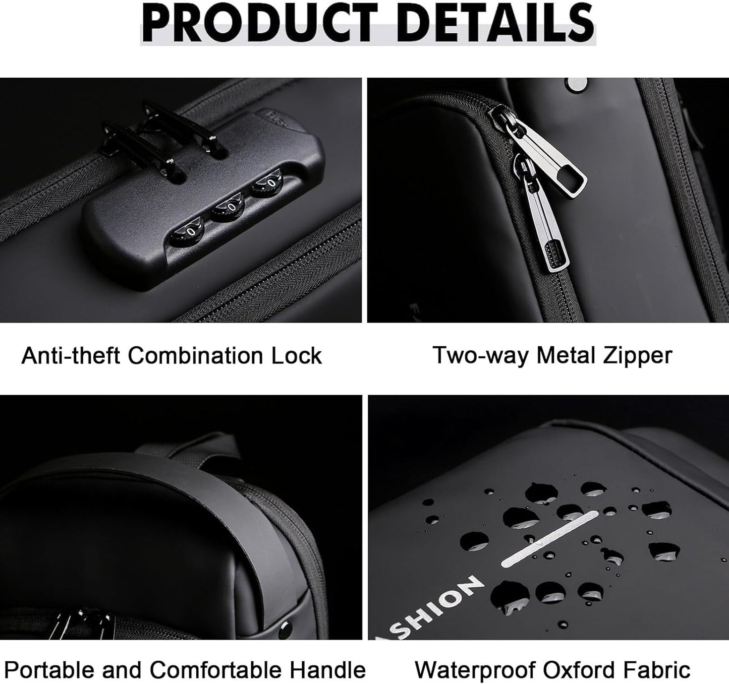 Sling Bag for Men Anti-theft USB Crossbody Shoulder Backpack Purse Waterproof PU Leather Chest Bag Travel Daily Use