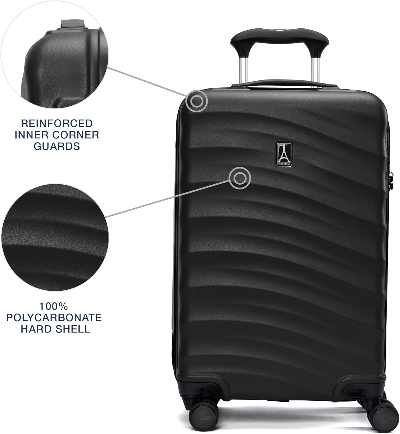 Travelpro Maxlite Air V2 Hardside Expandable Carry on Luggage, 8 Spinner Wheels, Lightweight Hard Shell Suitcase, TSA lock, Black, Carry On 21-Inch