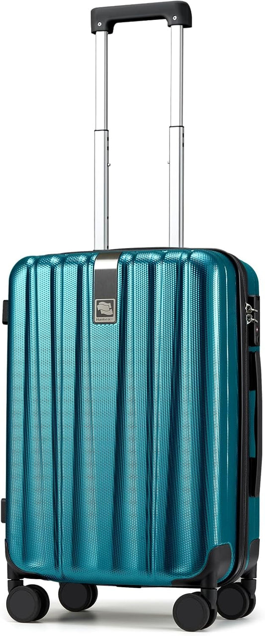 Hanke 20 Inch Carry On Luggage 22x14x9 Airline Approved Lightweight PC Hard Shell Suitcases with Wheels Travel Luggage Rolling Suitcase Travel Luggage Bag Christmas Gifts for Birthday(Caribbean Blue)