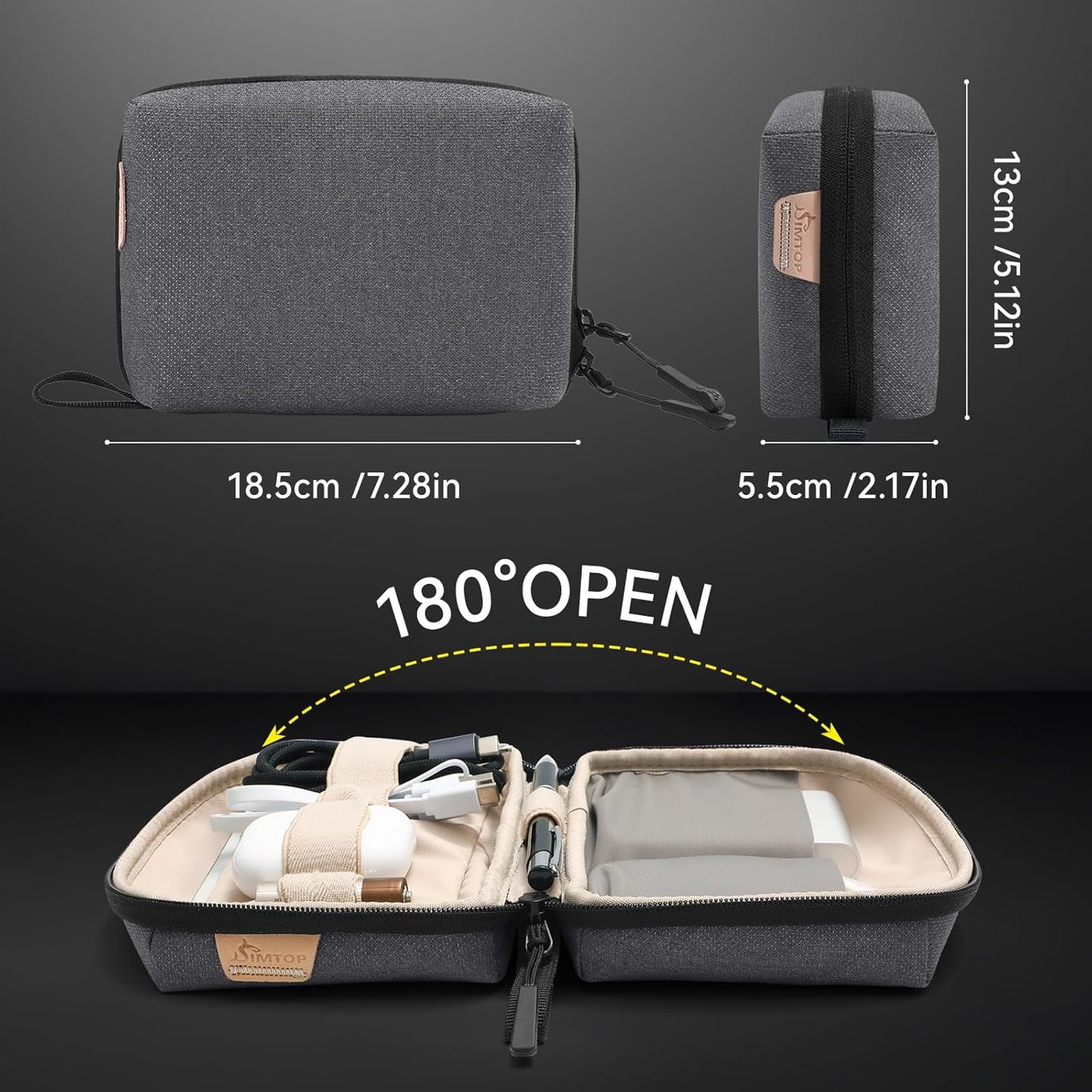 Electronics Organizer Cord Organizer Travel, Small Tech Bag for Cords, Chargers, Power Bank, Earbuds – Portable Cable Pouch for Office, Business Trip, Commute – Water & Scratch-Resistant