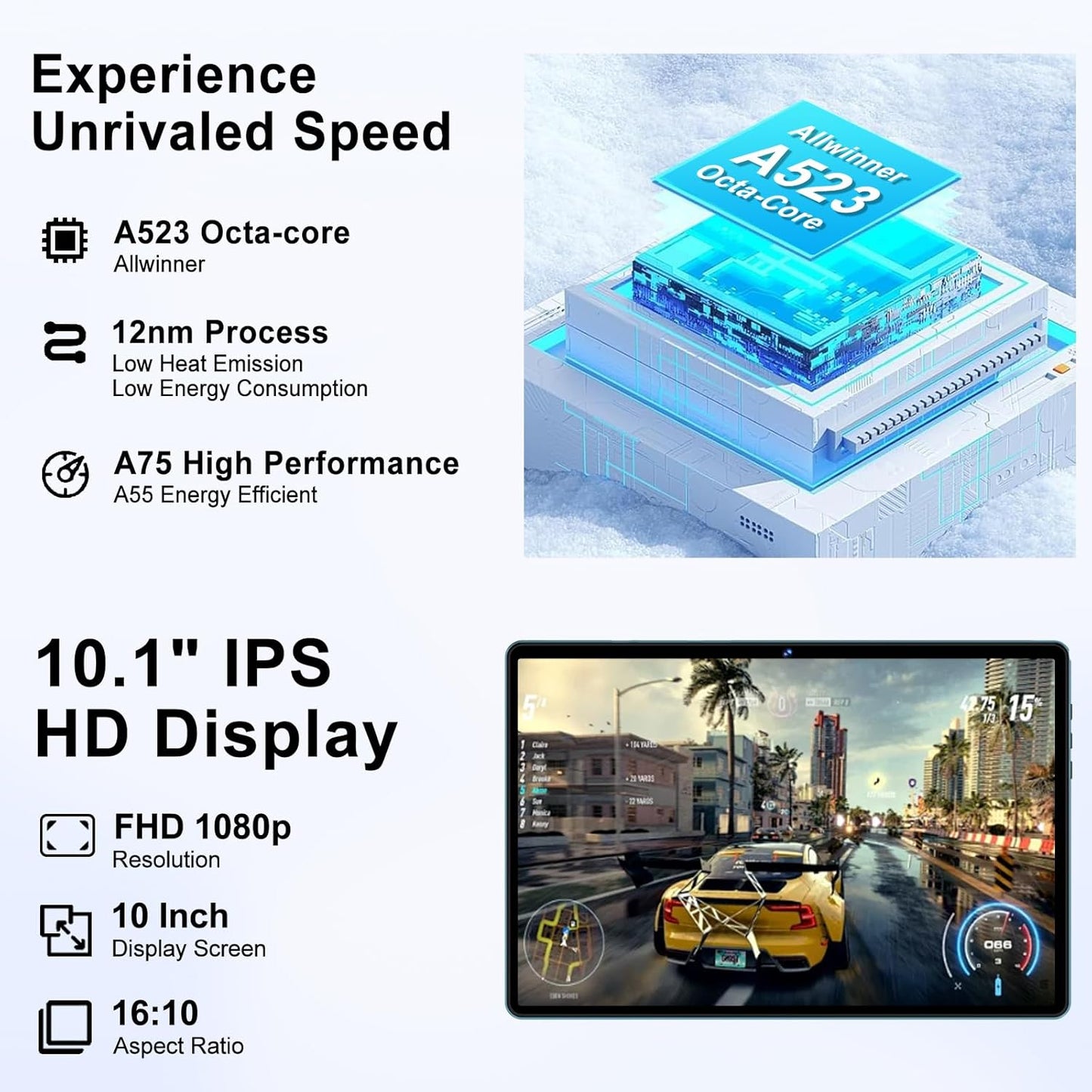 2025 Android Tablet 10.1 Inch Android 14 Tablets with 128GB ROM+18GB RAM (4+14 Virtual), 1TB Expand 2 in 1 10.1 Tablet with Keyboard, Powerful Octa-Core, WiFi 6, Blue