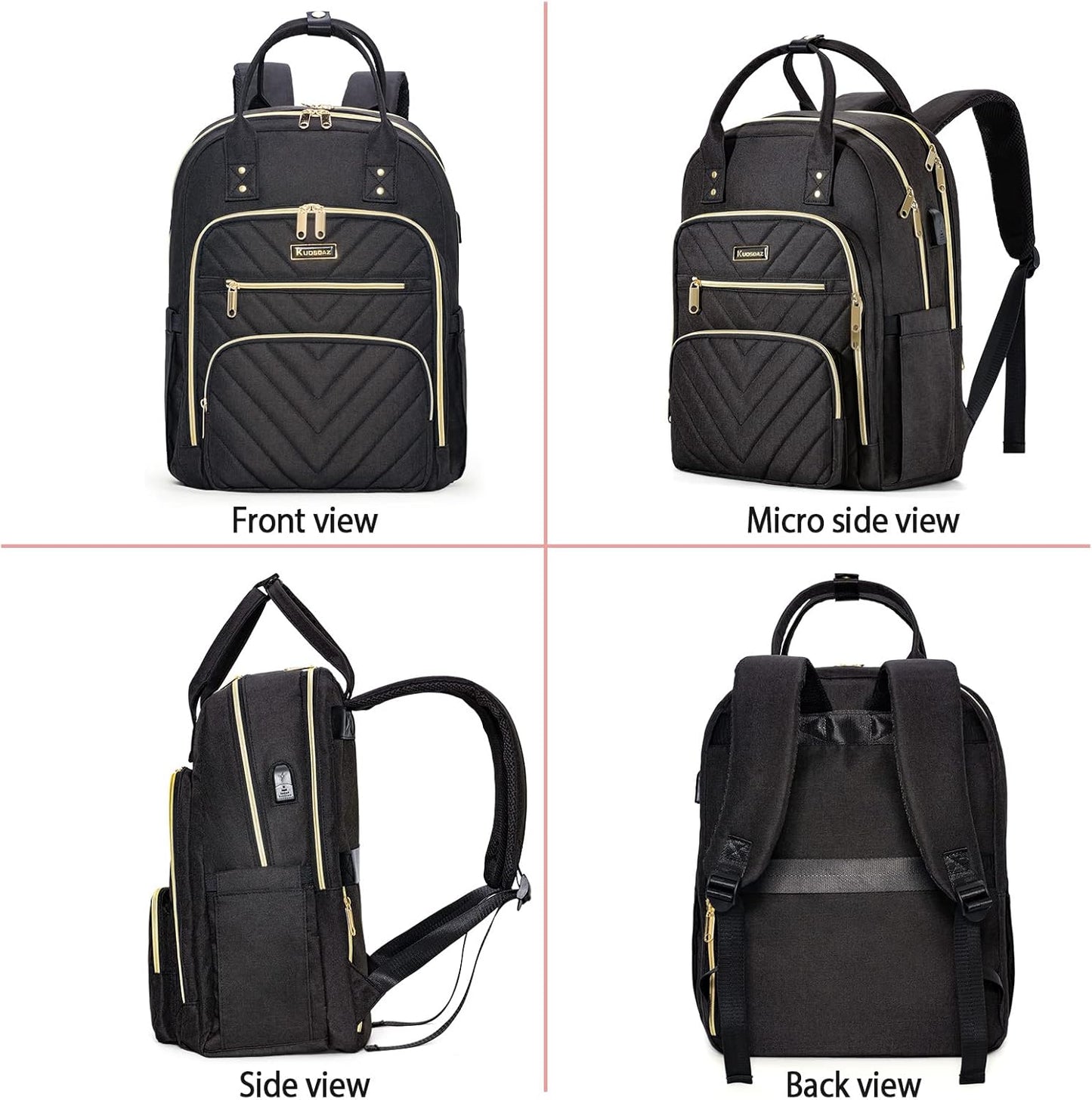 Laptop Backpack for Women Men, School Backpacks for Teens Girls Boys, 17.3 Inch Work Laptop Bag with USB Port Charging, Water Resistant College Bookbags for Girls, Black