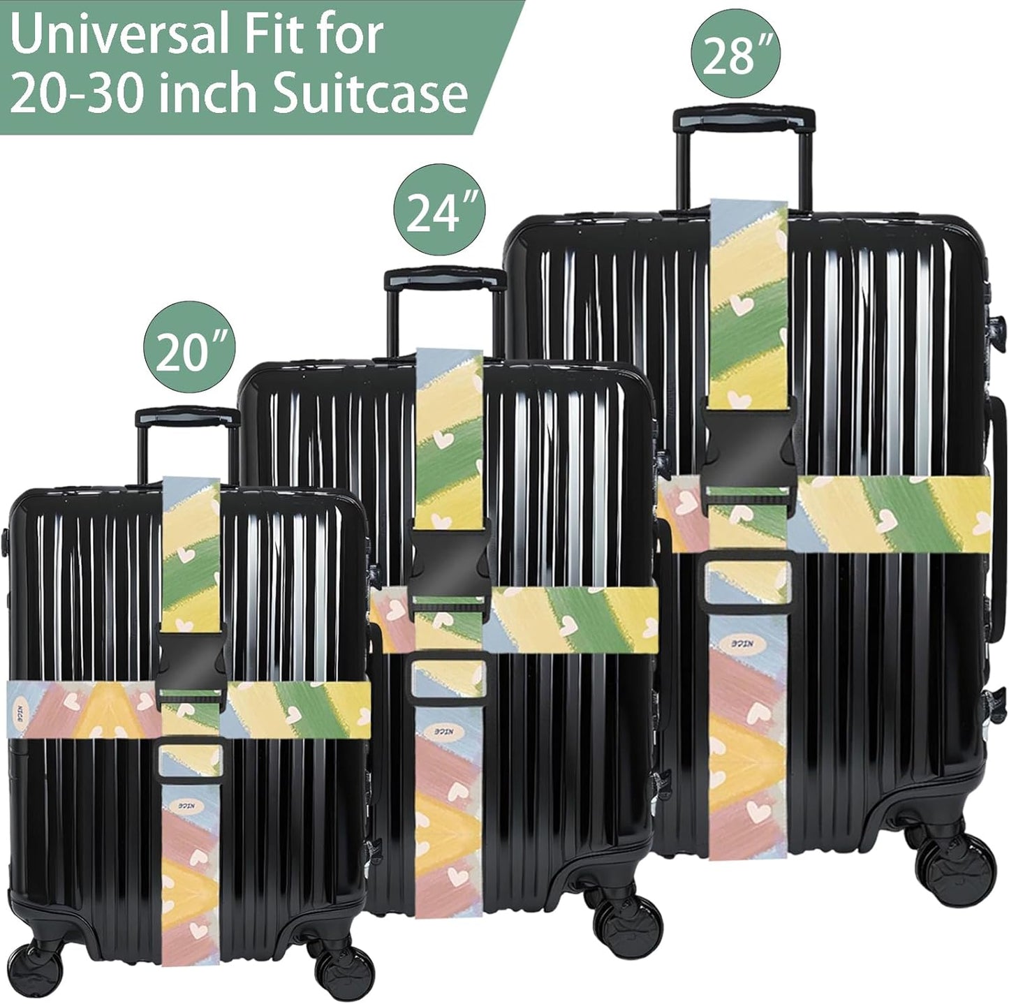 Painting Luggage Straps for Suitcases, Adjustable Luggage Travel Belts to Keep Luggage Security While Travel, Strong Polyester Fabric, Easy-to-Recognize Stylish Design Travel Accessories, 2 Pack