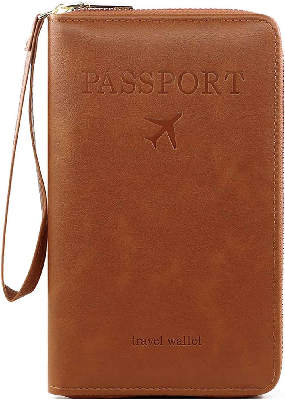 Rowgins Rfid Blocking Passport Holder Wallet, Rowgins Rfid Passport Holder with Zipper, PU Leather PassportHolder for Travel (BROWN)