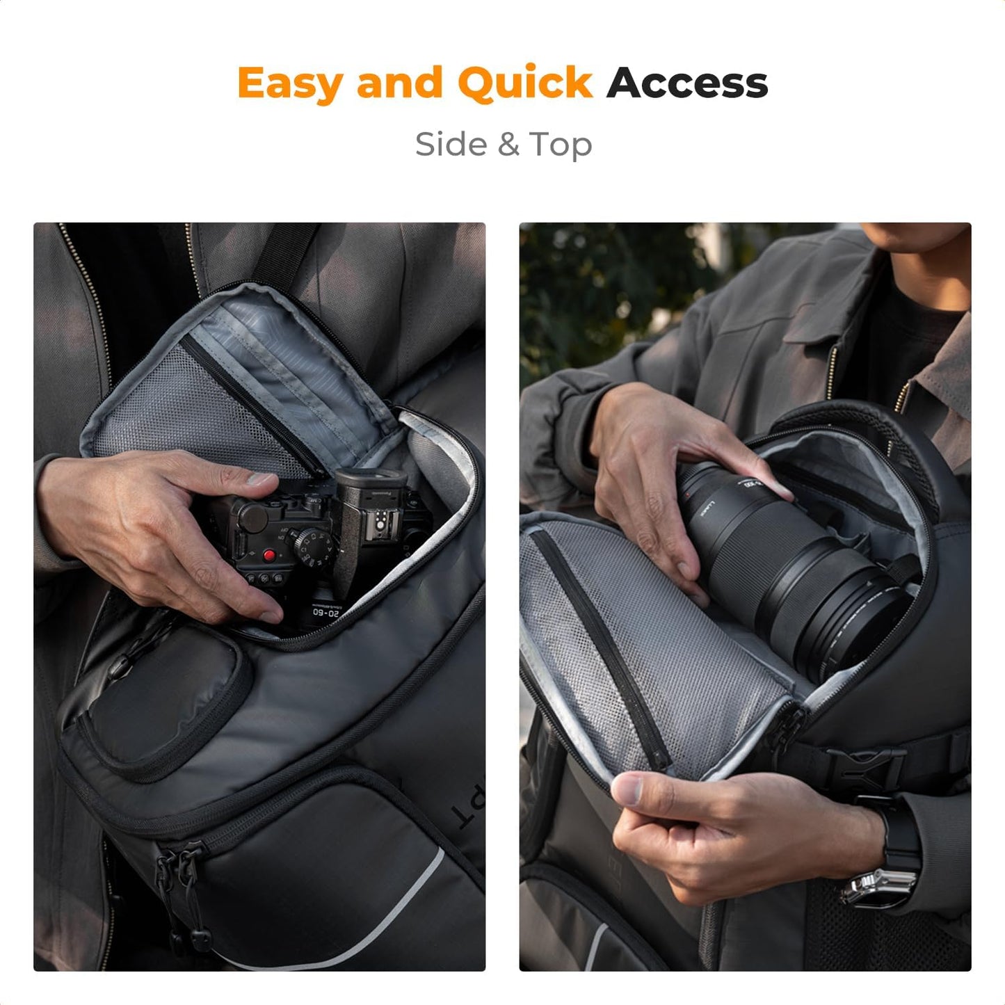 K&F Concept Camera Backpack,25L Large Capacity Camera Bag for Photographers with Raincover and 15.6 Inch Laptop Compartment Compatible for Canon/Nikon/Sony/DJI Mavic Drone