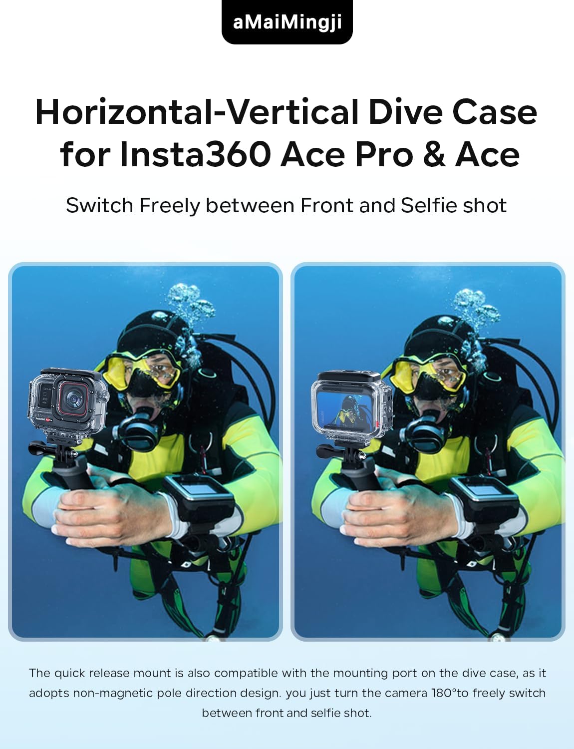 Underwater Dive Case for Insta360 Ace Pro/Ace, 60M/196FT Waterproof Case, Protective Diving Water Housing Cover Shell for Insta360 Ace Pro Action Camera, for Insta360 Ace Pro Accessories