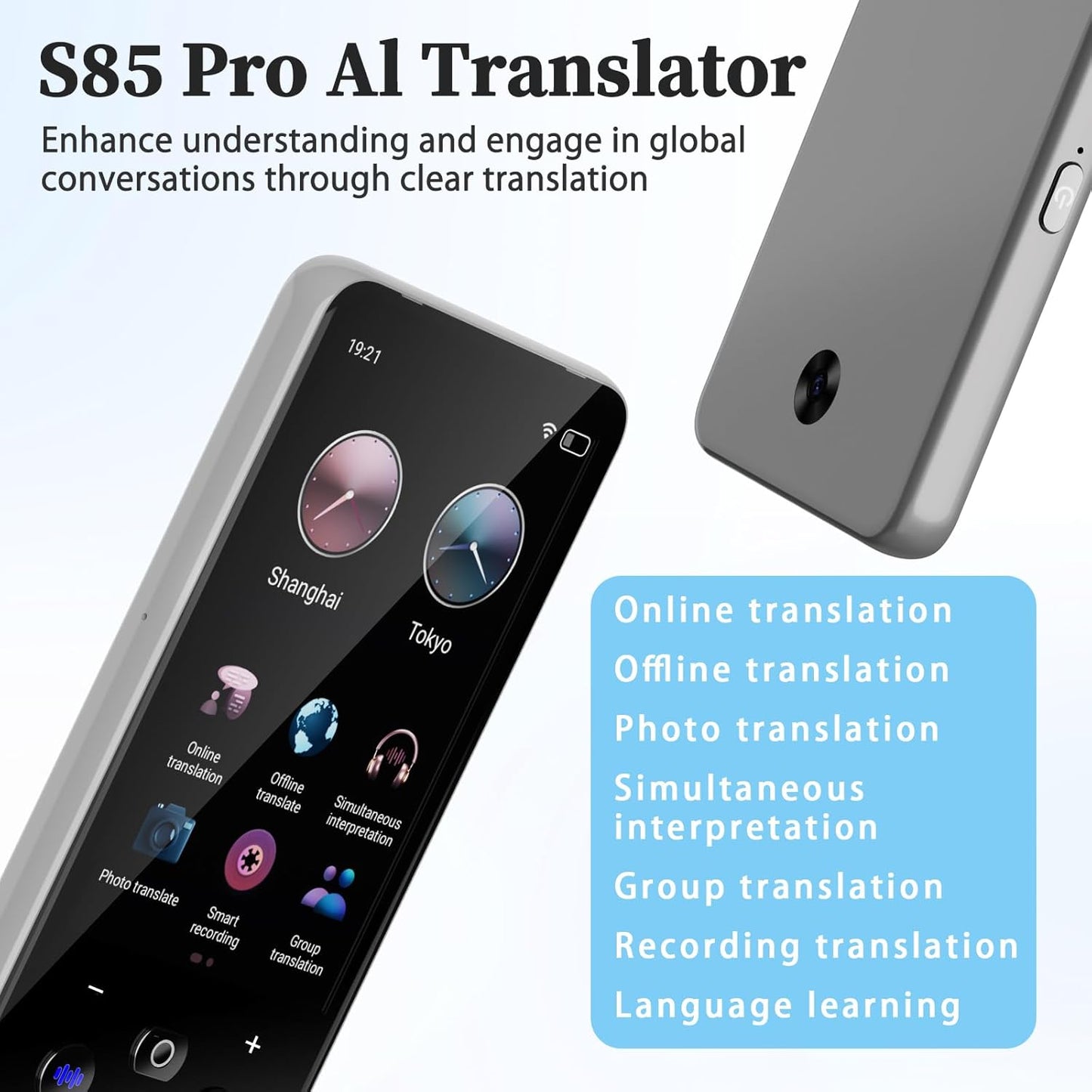 Language Translator Device, Real Time Translation Device for 138 Languages/Chatgpt/Offline/Recording/Photo Translator, 3.97"Touch Screen, Portable Translator for Business Travel Learning