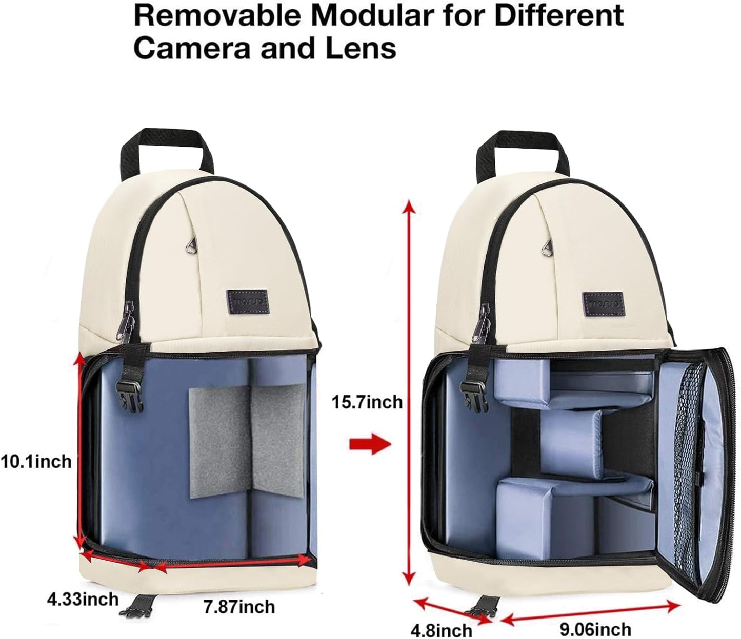 MOSISO Camera Sling Bag, DSLR/SLR/Mirrorless Camera Backpack Case Shockproof Photography Backpack with Tripod Holder & Removable Modular Inserts Compatible with Canon/Nikon/Sony/Fuji