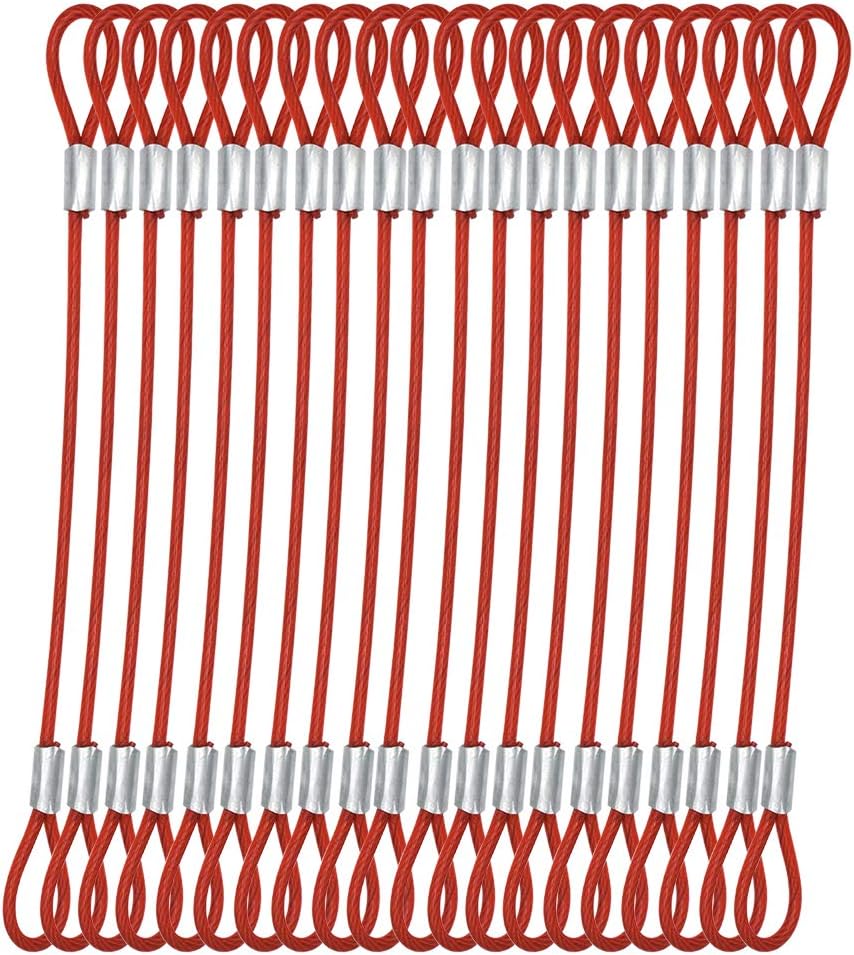 15 pcs 7.9 inch(20cm) 3mm Thickness Stainless Steel Wire Cable with Loops Vinyl Cover Coated Short Rope Lanyard Lock Safety Tether Chains,Red