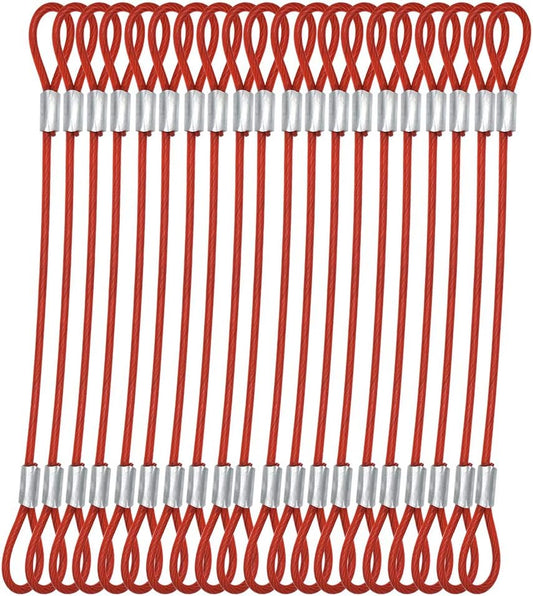 15 pcs 7.9 inch(20cm) 3mm Thickness Stainless Steel Wire Cable with Loops Vinyl Cover Coated Short Rope Lanyard Lock Safety Tether Chains,Red